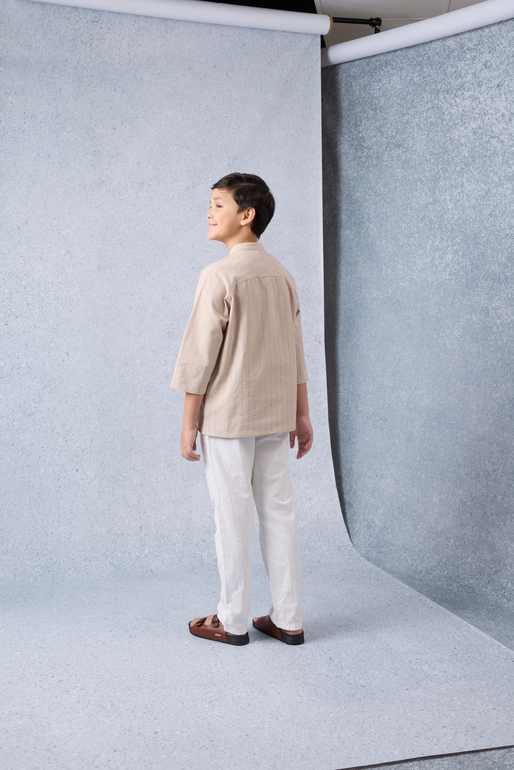 Jiwa Warm Nude Mini Striped Kurta