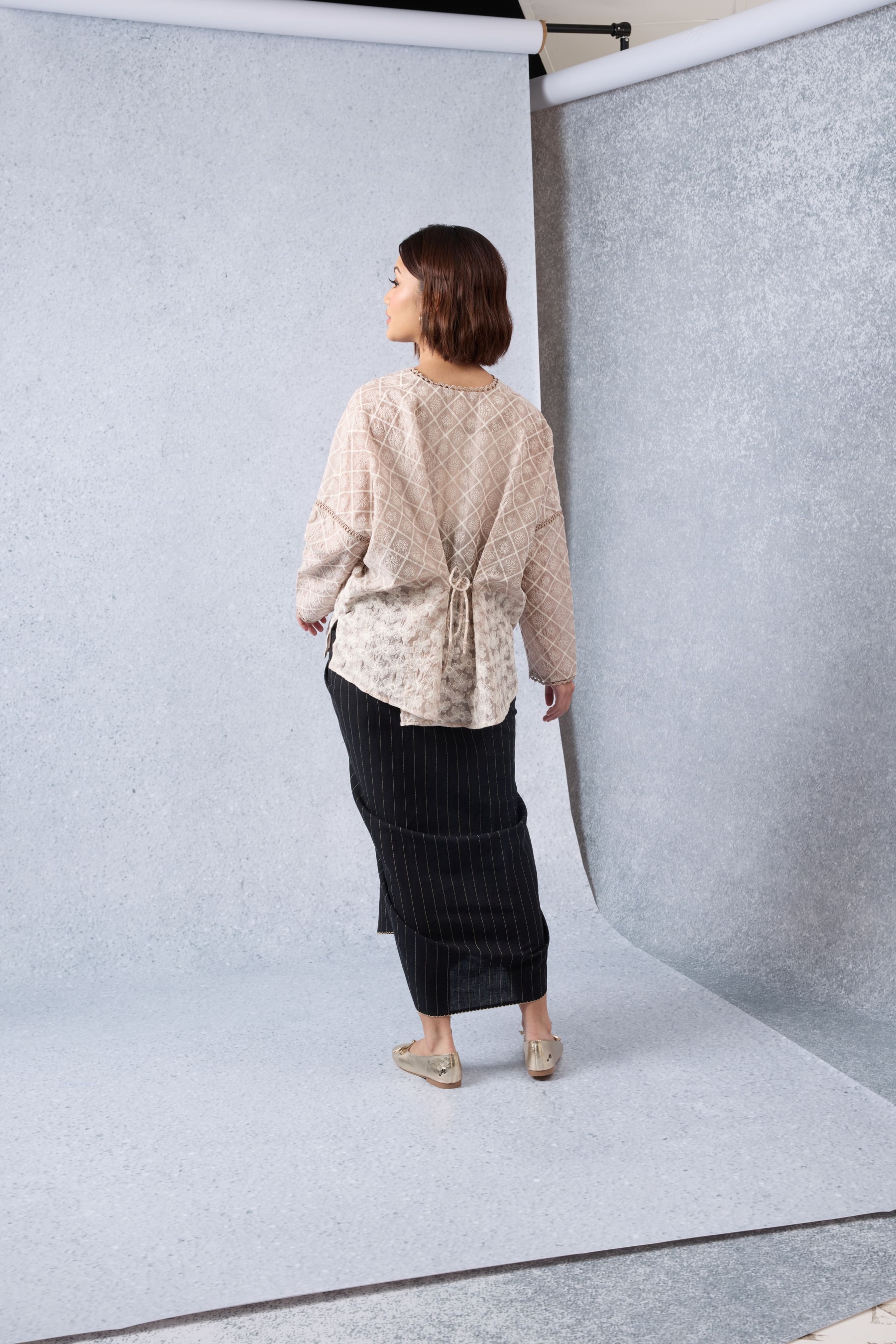 Harum Warm Beige Boxy Lace Top