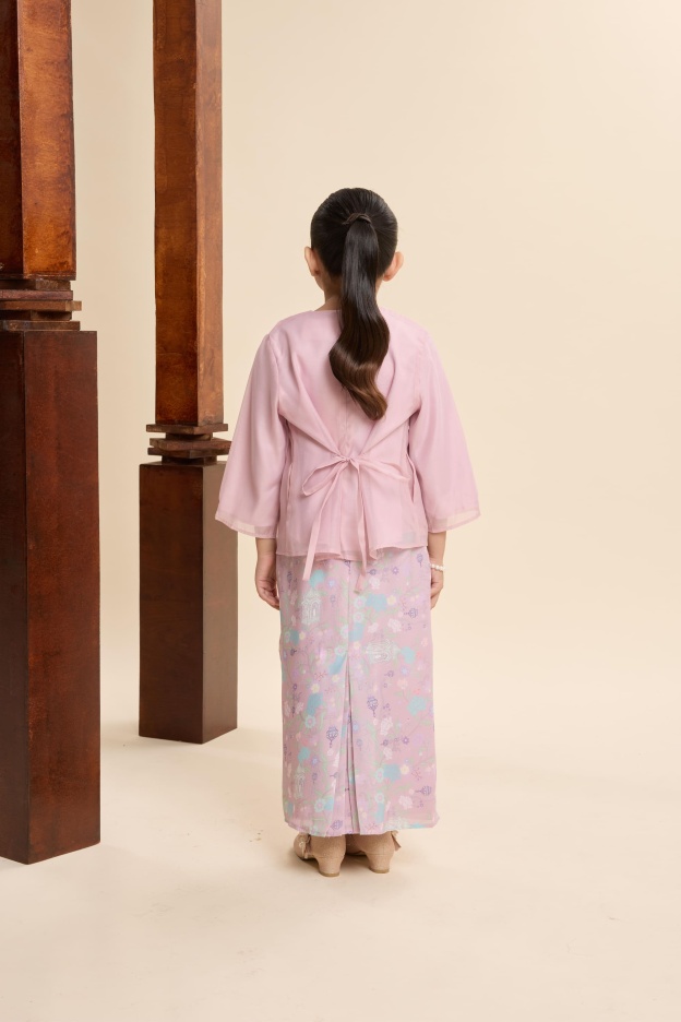 Maya Mauve Pink Mini Embroidered Kurung Set