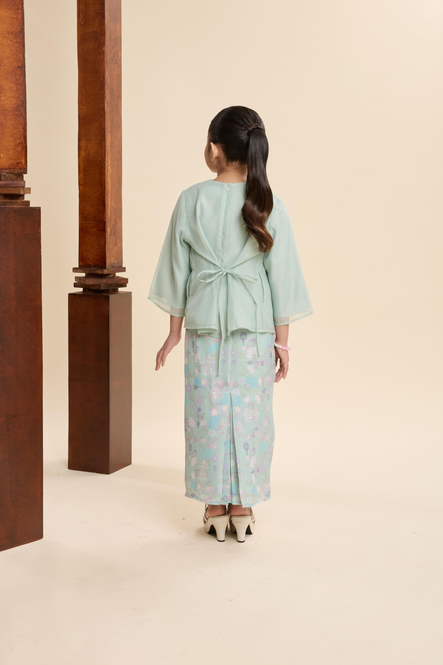 Maya Mint Green Mini Embroidered Kurung Set