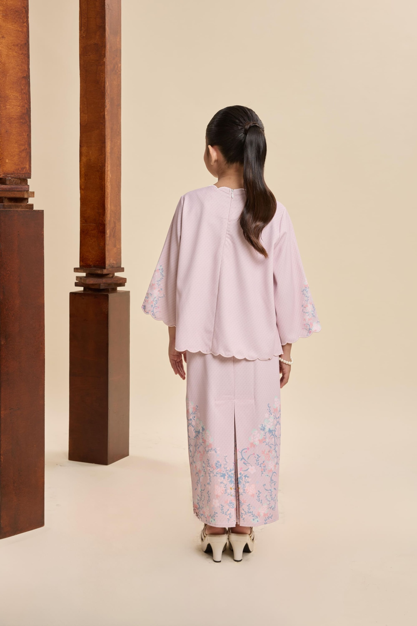 Amala Blush Pink Mini Scallop Kurung Set