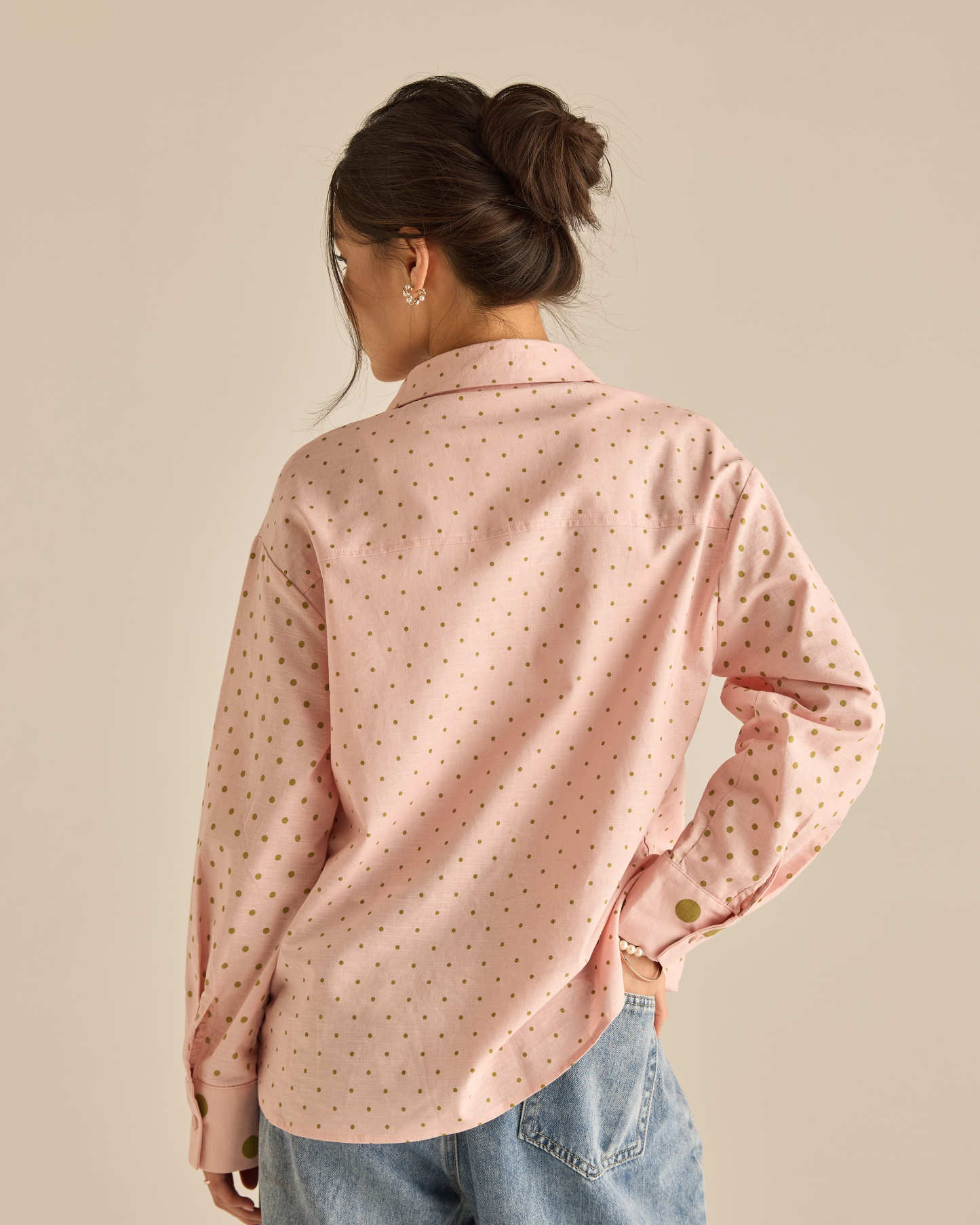 Kittie Dusty Pink Polka Dot Shirt