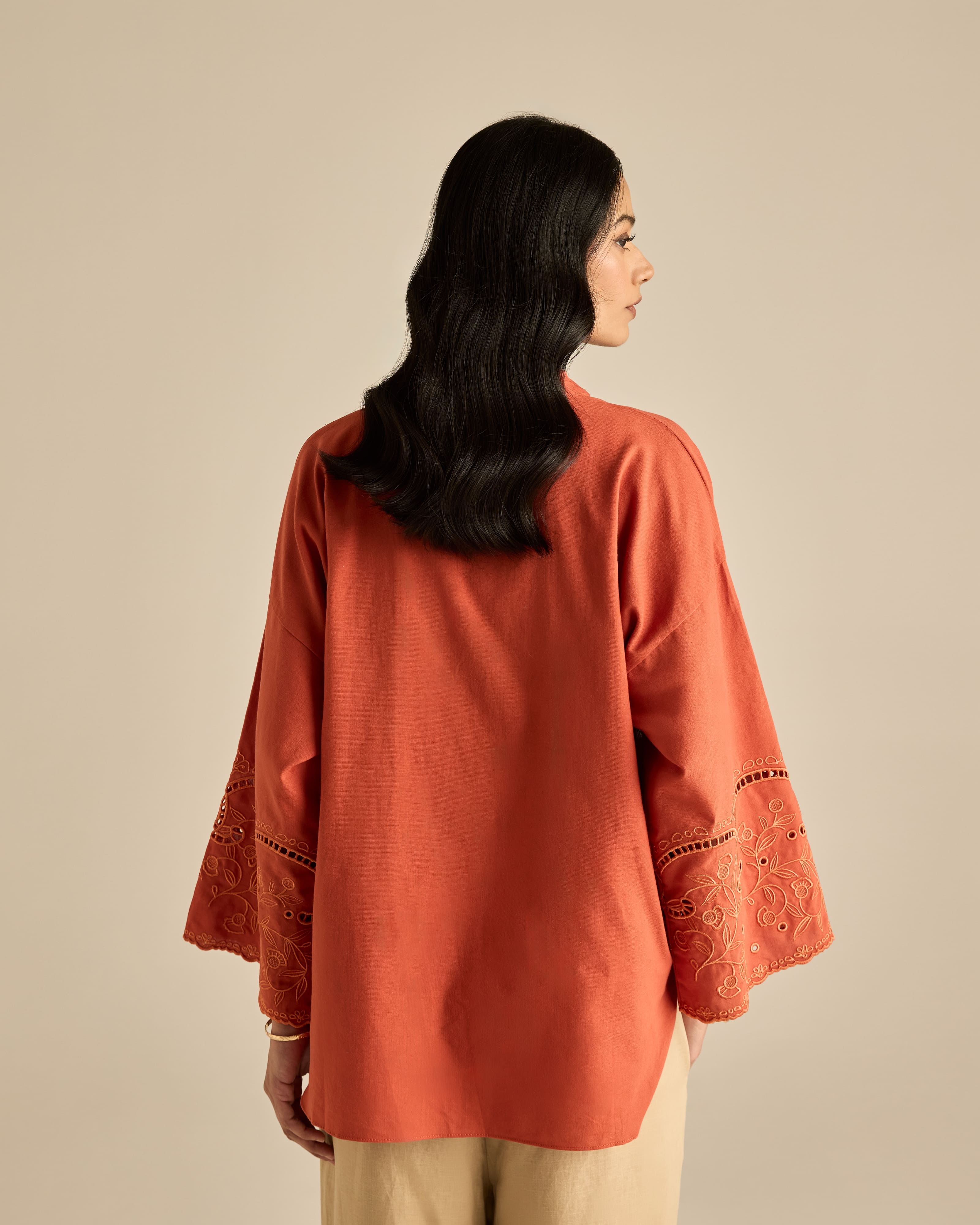 Aura Brick Embroidered Boxy Top