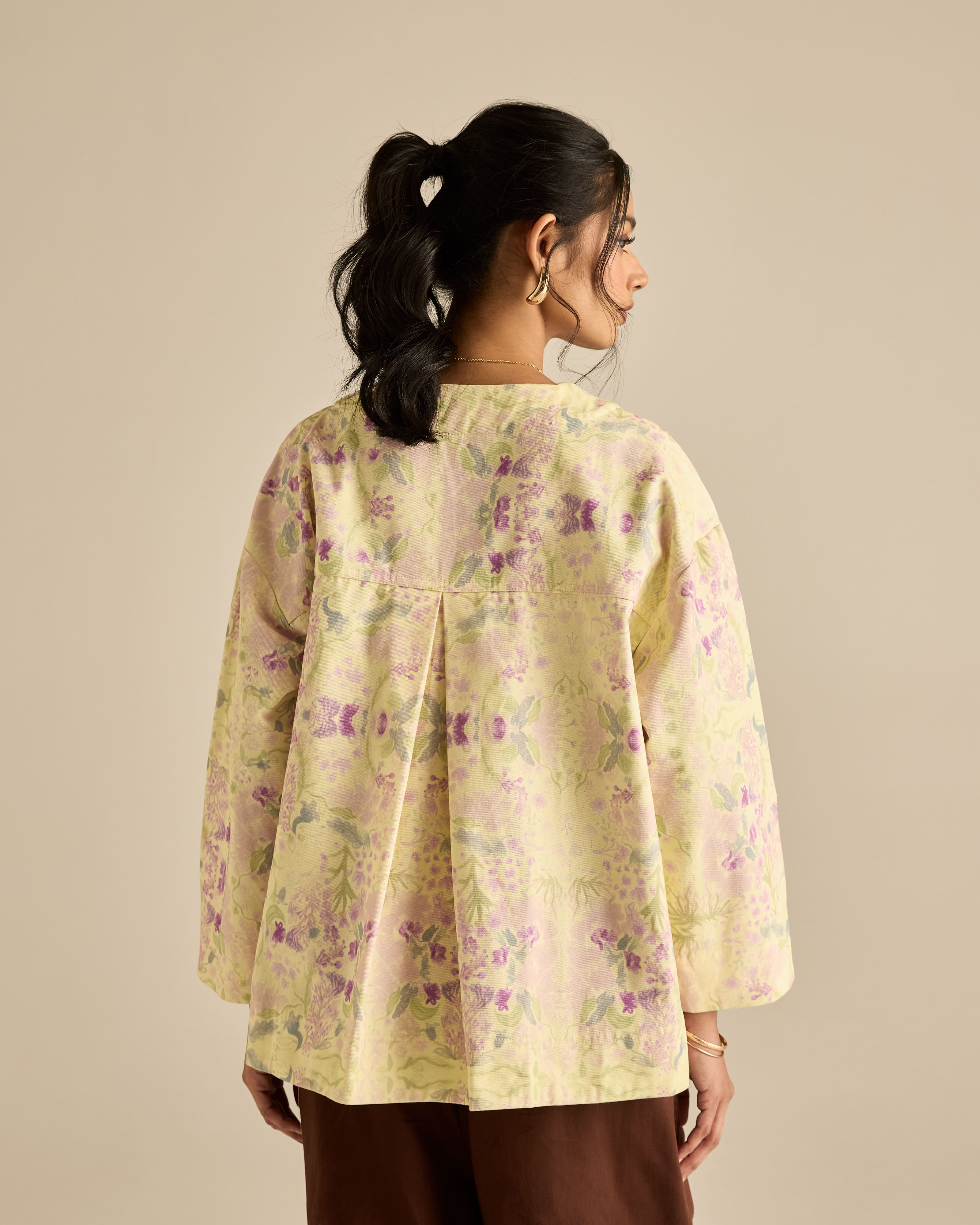 Esme Yellow Printed Cotton Kimono