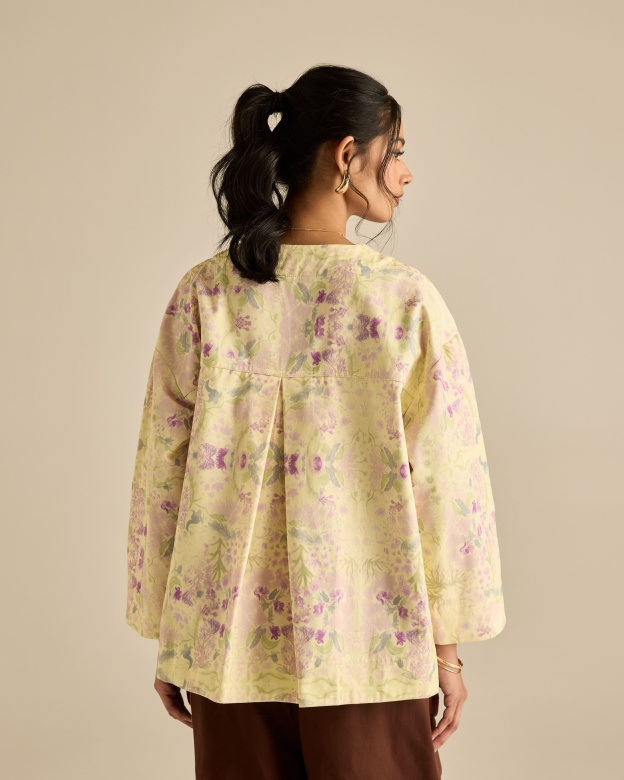 Esme Yellow Printed Cotton Kimono