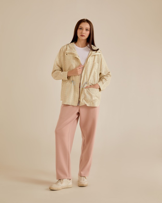 Misha Soft Yellow Printed Parka Jacket