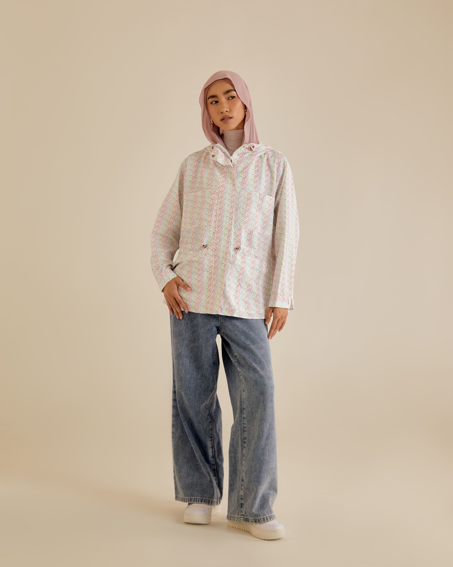 Misha Multi-White Printed Parka Jacket