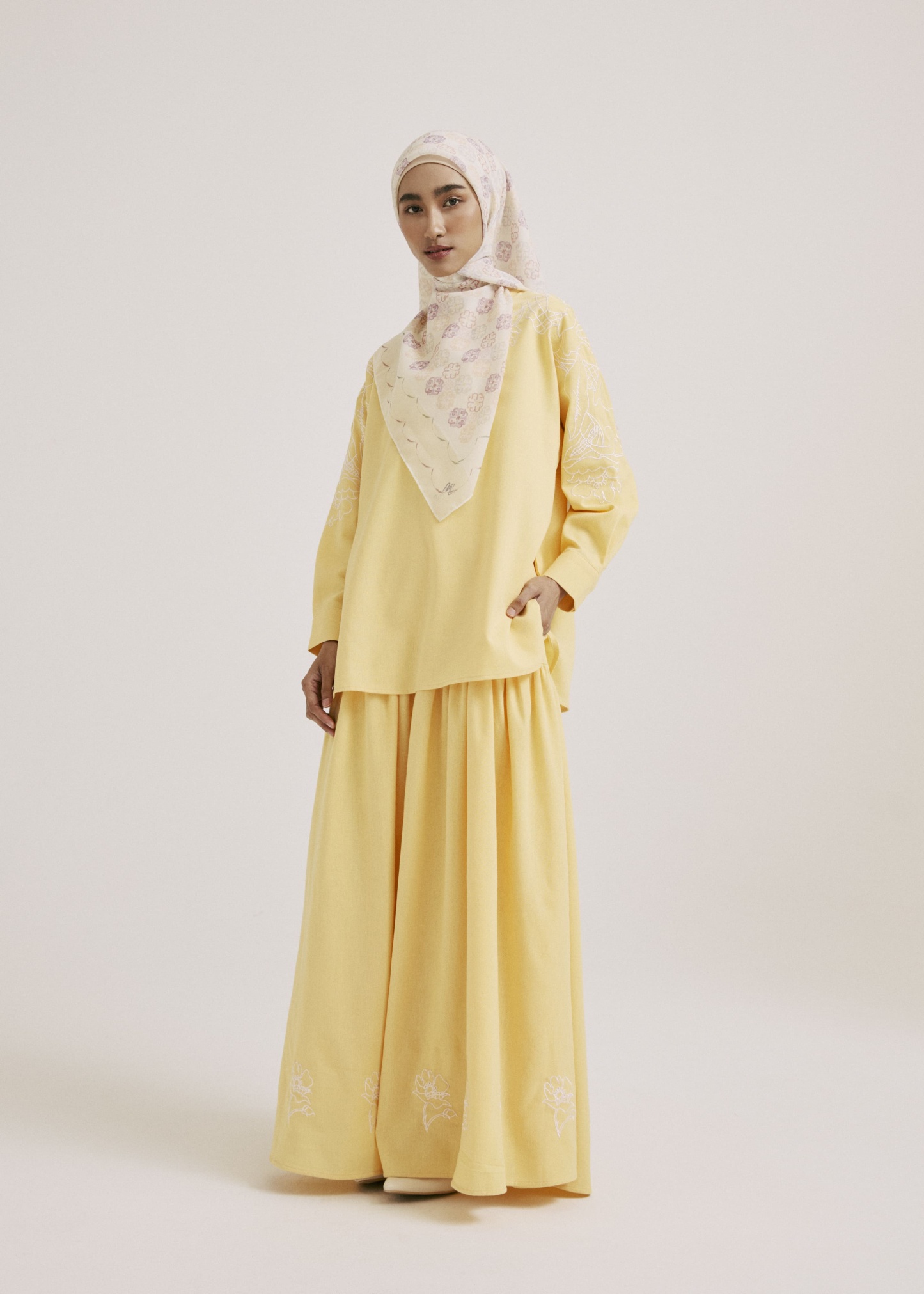 Meira Lemon Yellow Embroidered Linen Top