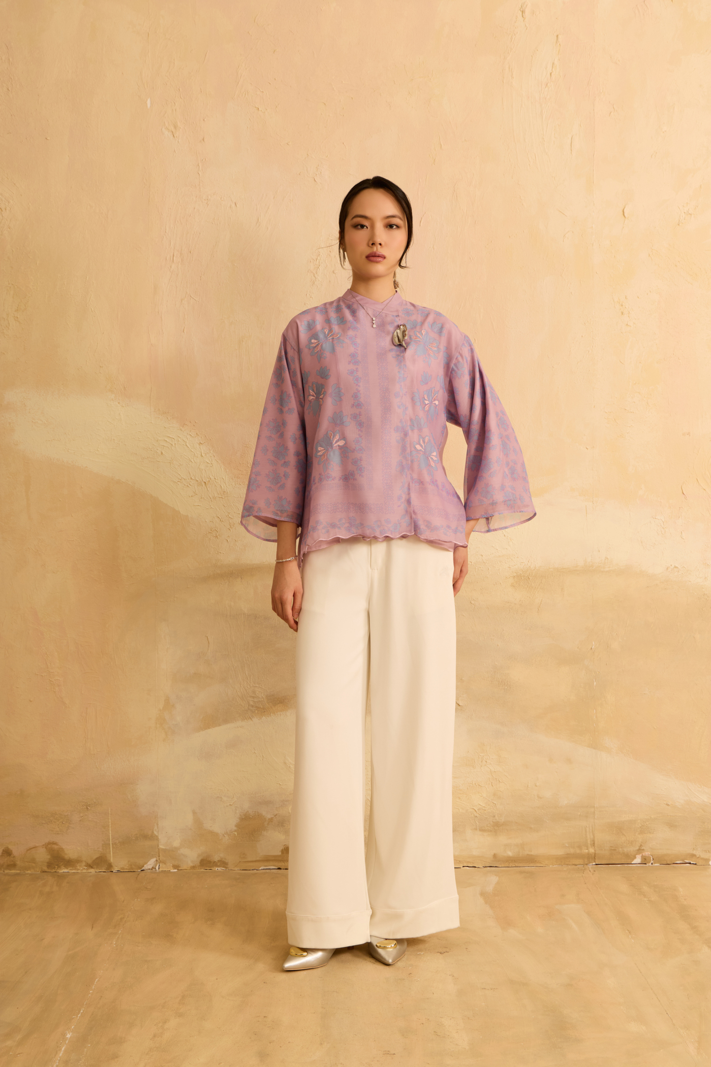 Elda Lilac Printed Boxy Top