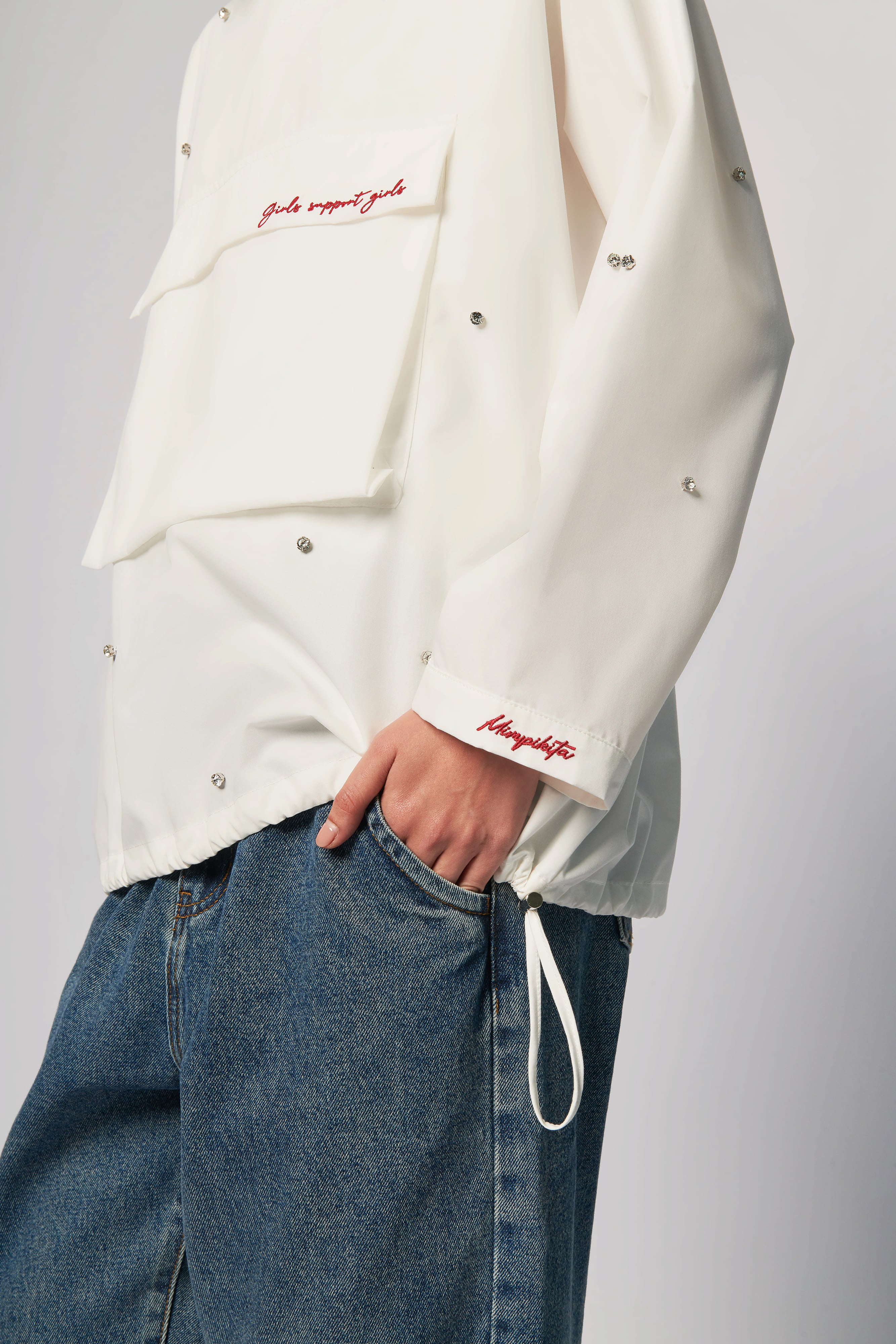 Gemma Off-White Pocket Boxy Top