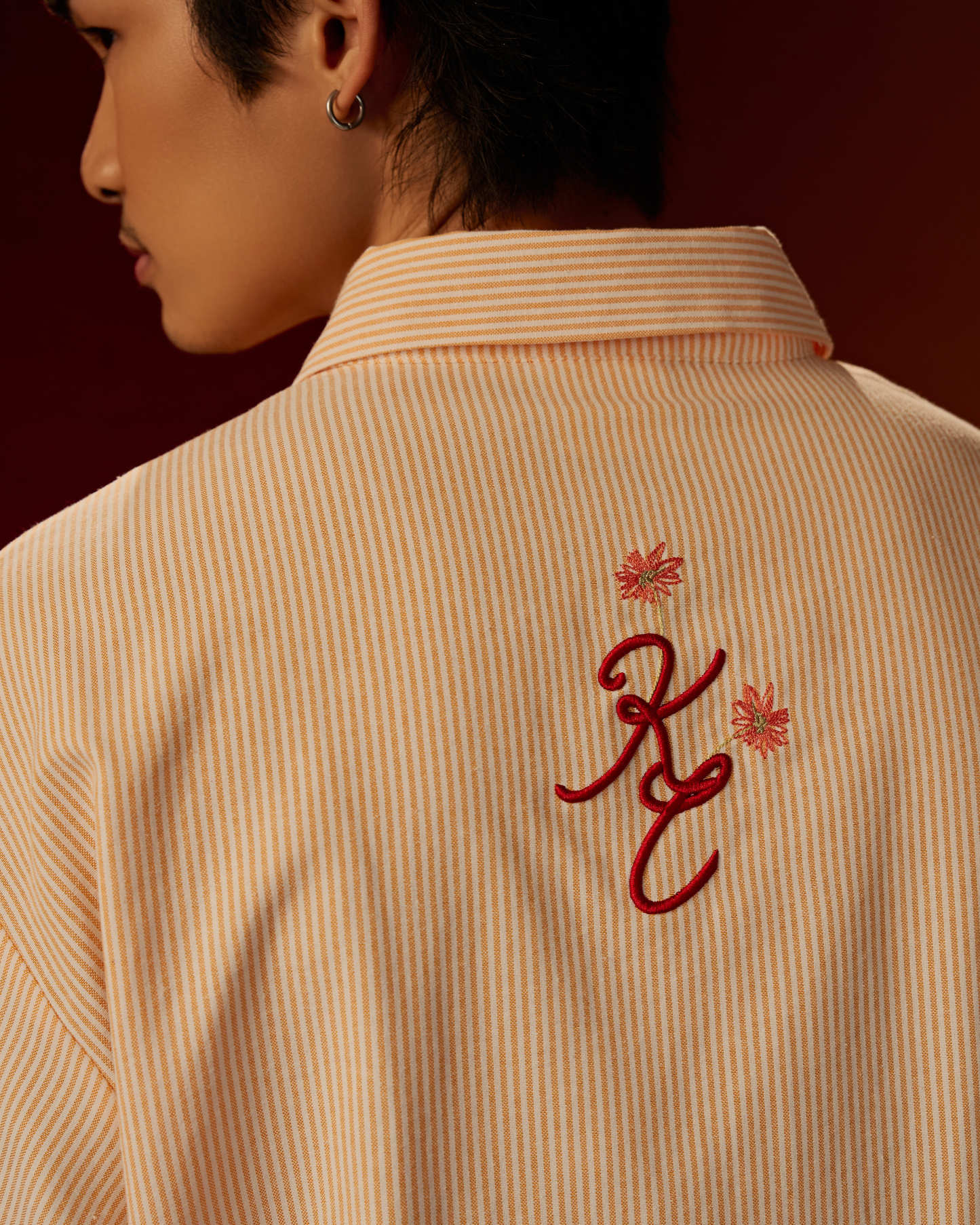 Boxy Detachable-Sleeves Striped Shirt