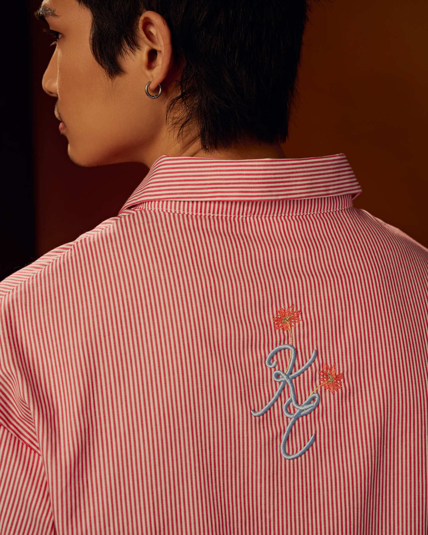 Boxy Detachable-Sleeves Striped Shirt