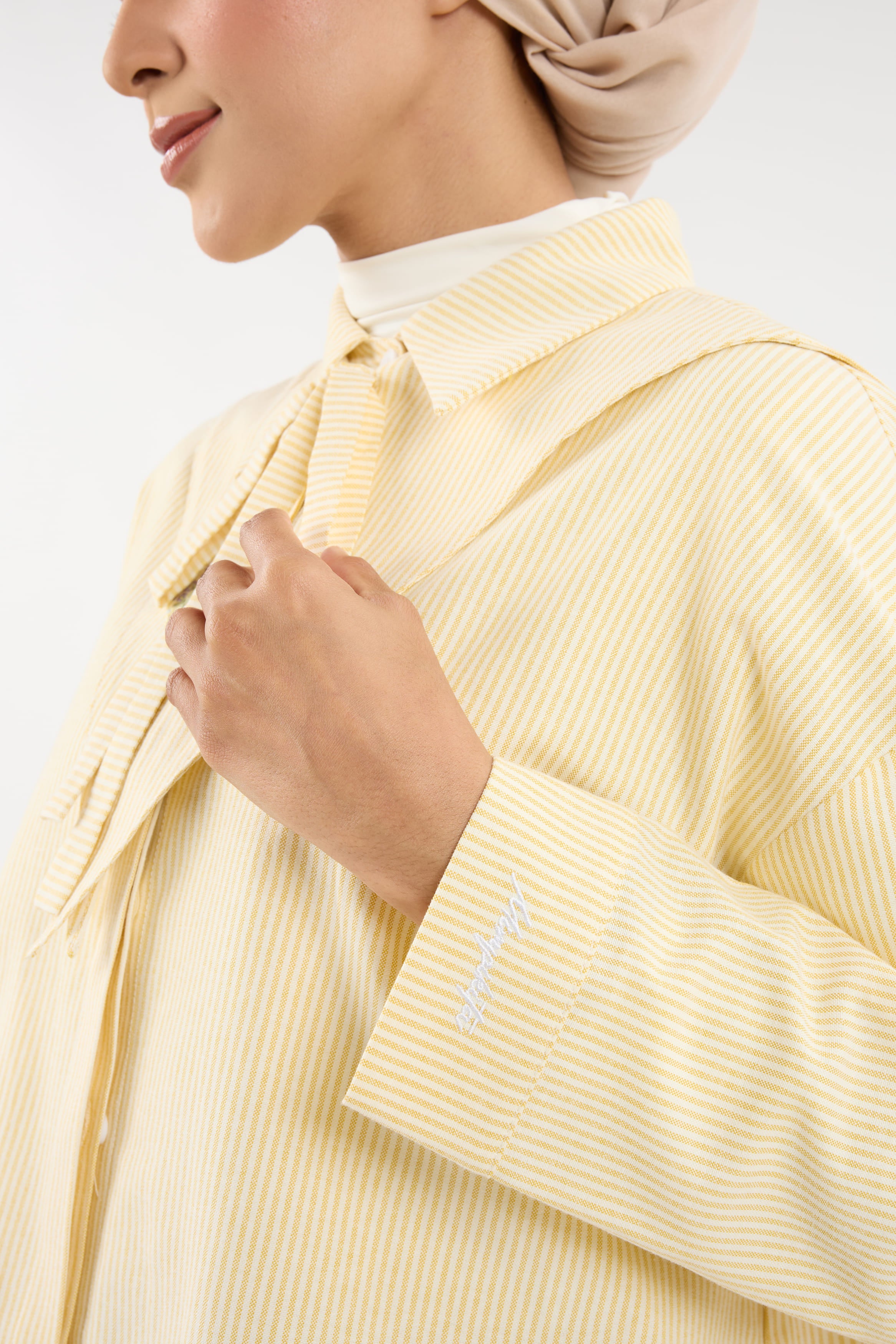 Harmoni Butter Yellow Striped Linen Shirt
