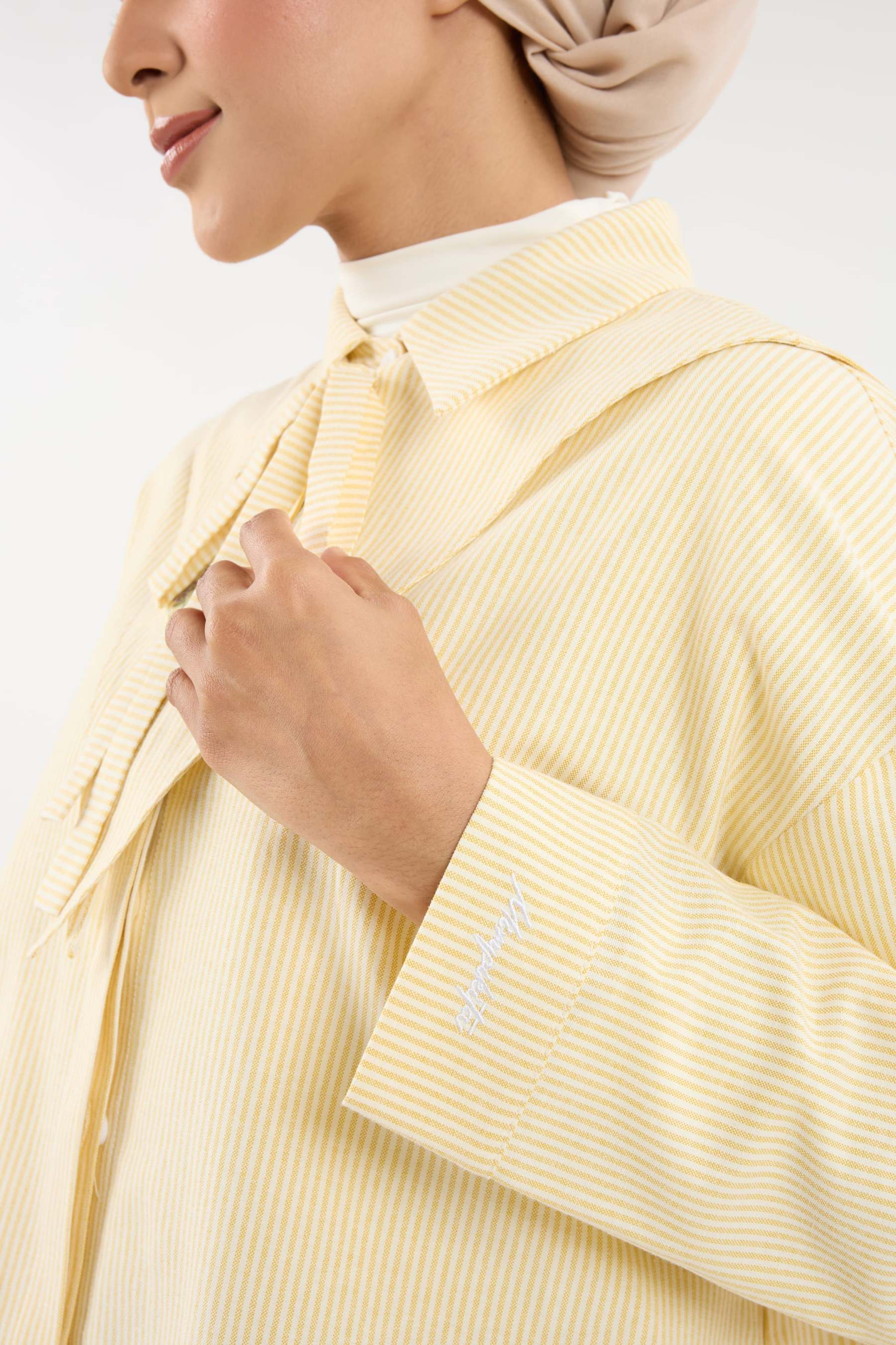 Harmoni Butter Yellow Striped Linen Shirt