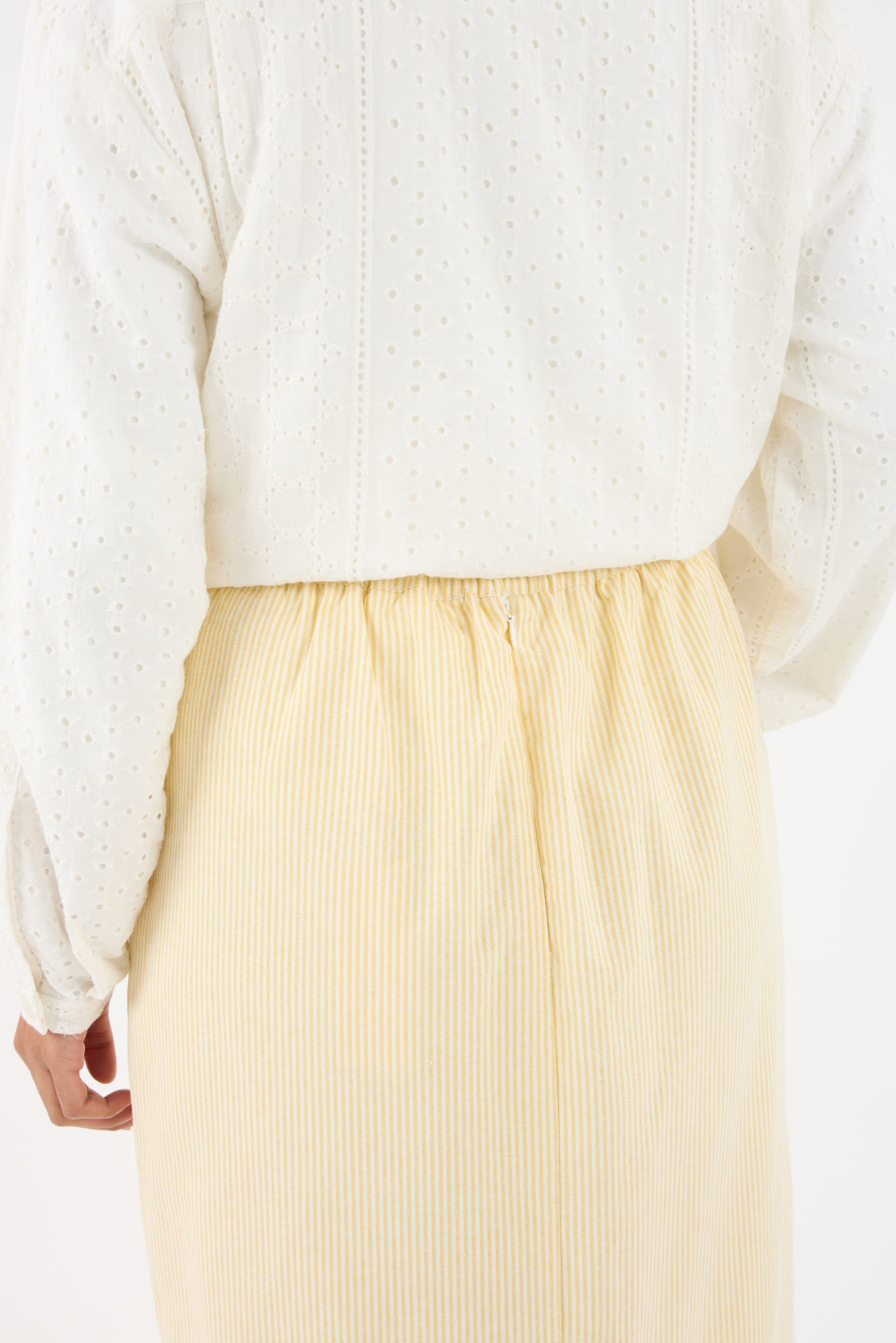 Harmoni Butter Yellow Striped Linen Skirt