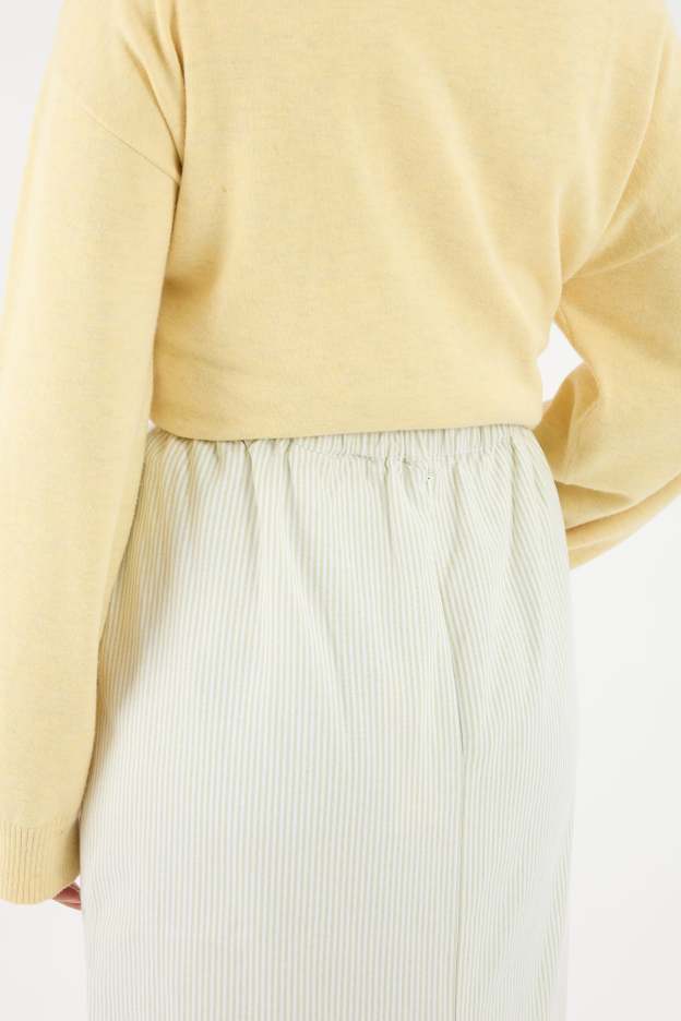 Harmoni Matcha Green Striped Linen Skirt