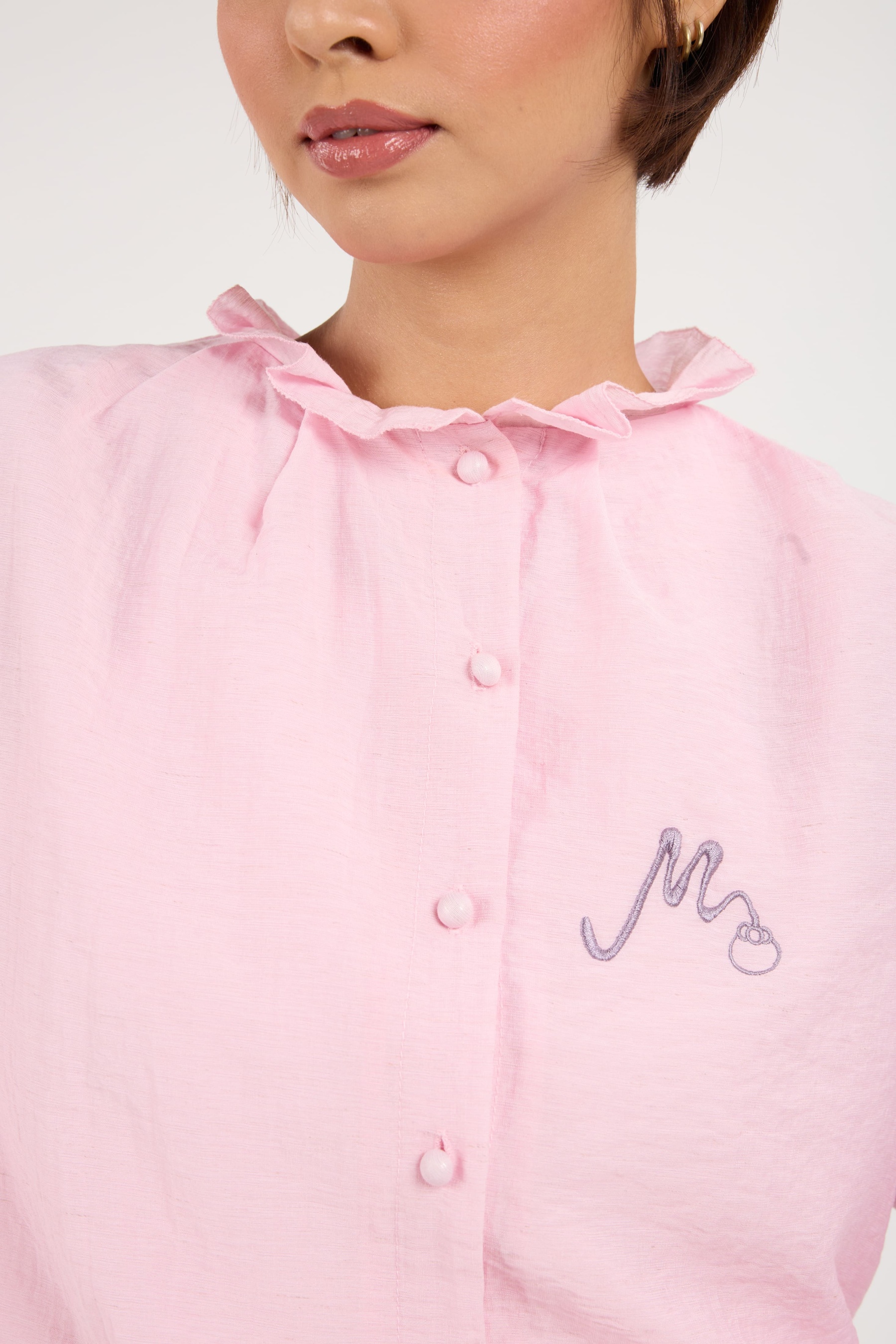 Manggis Soft Pink High Neck Top