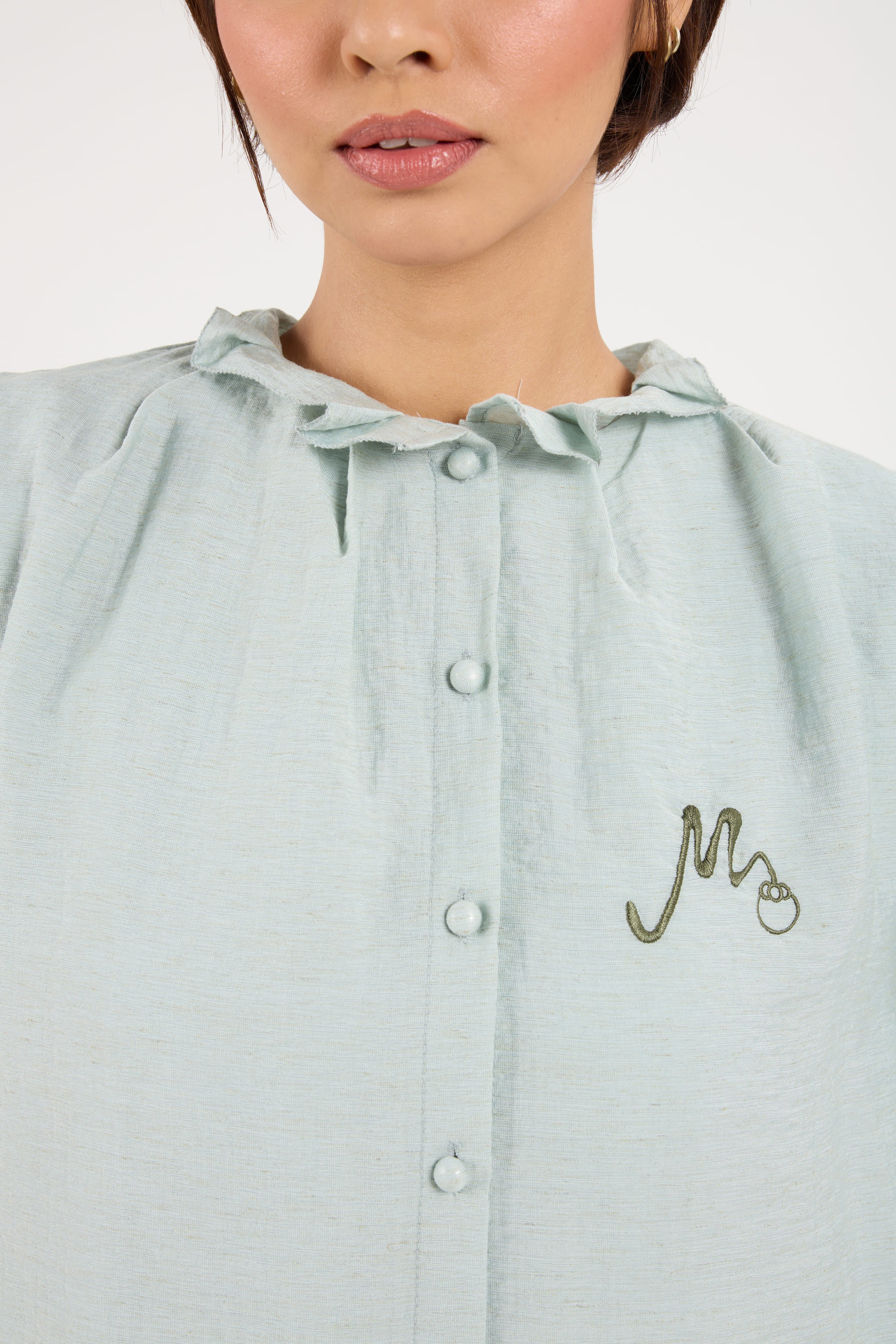Manggis Blueish Grey High Neck Top