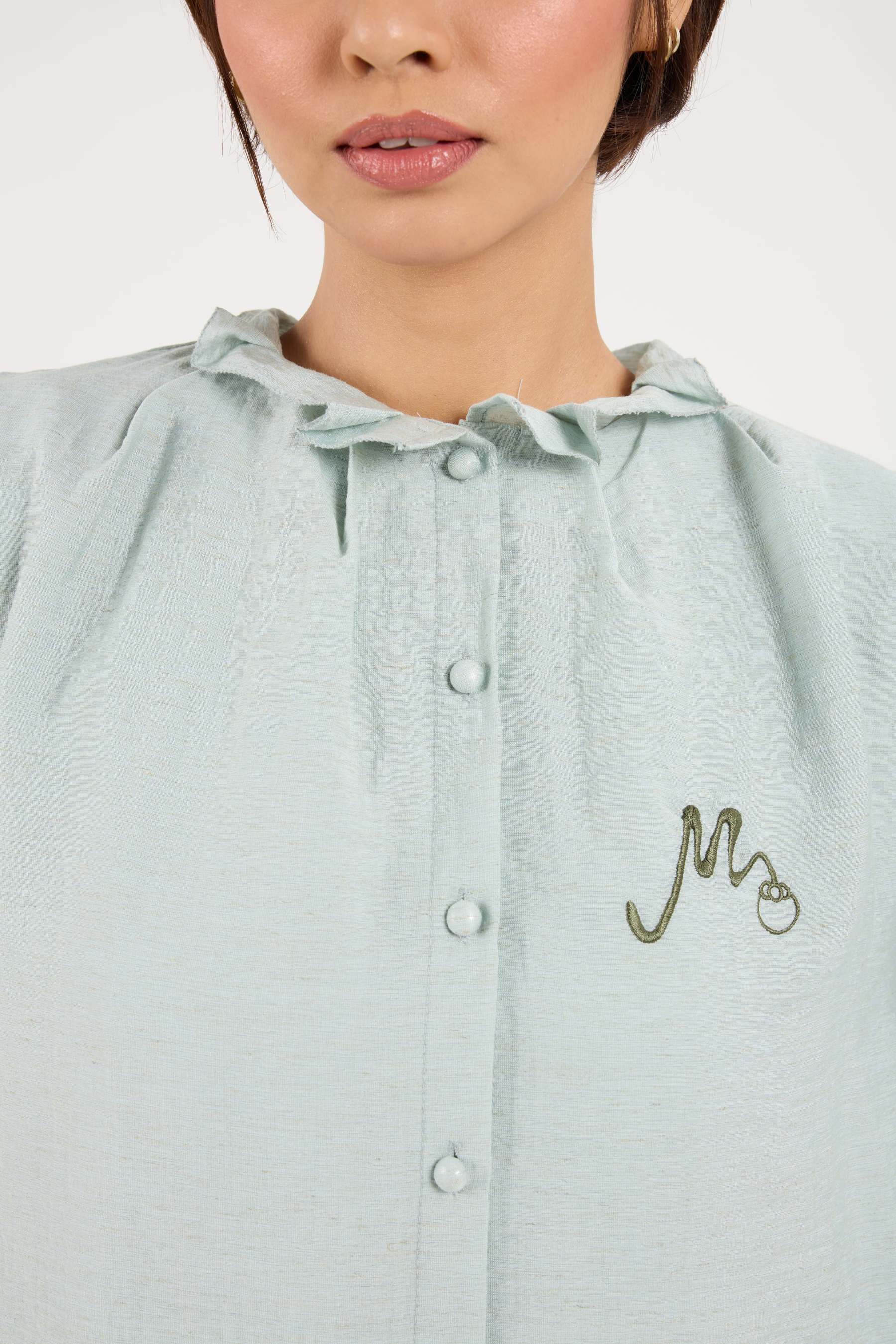 Manggis Blueish Grey High Neck Top