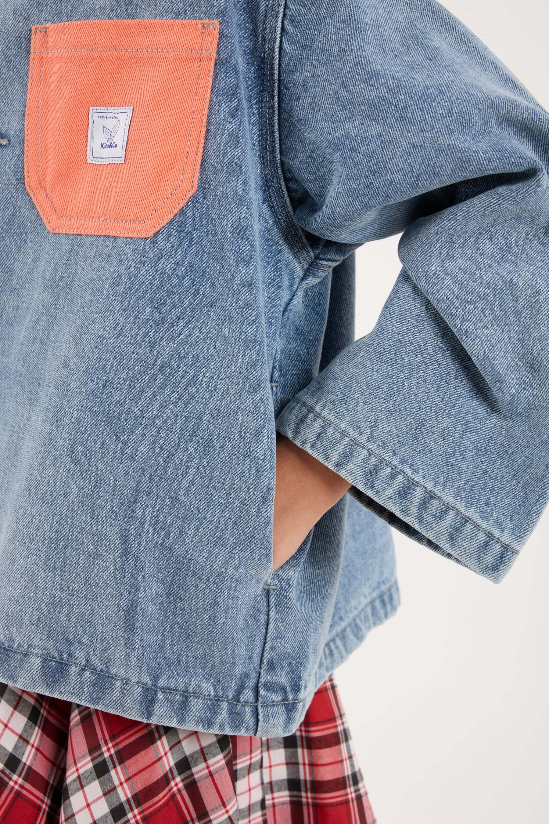 Acid Wash Blue Mini Oversized Denim Shirt - Kids