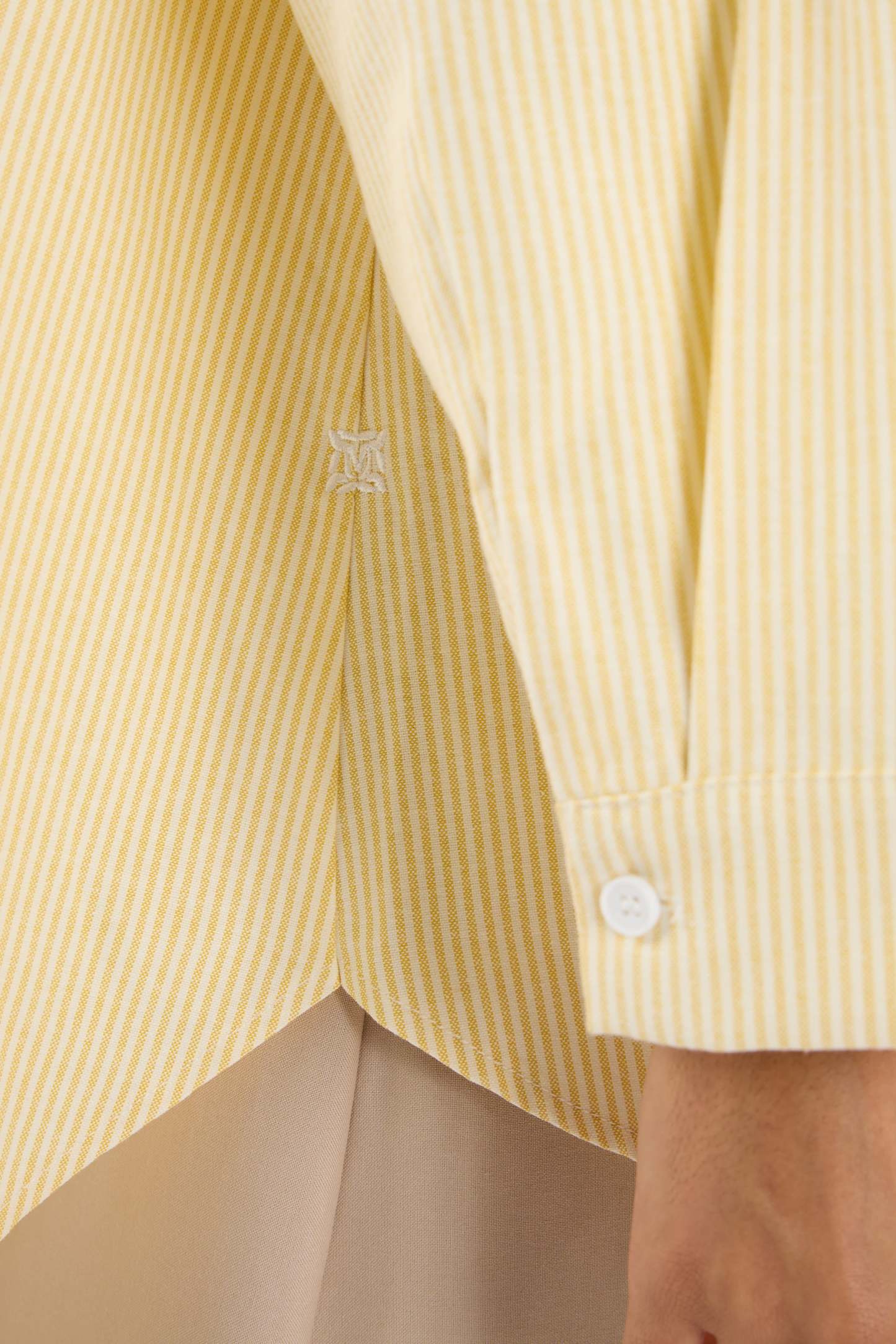 Harmoni Butter Yellow Striped Linen Shirt