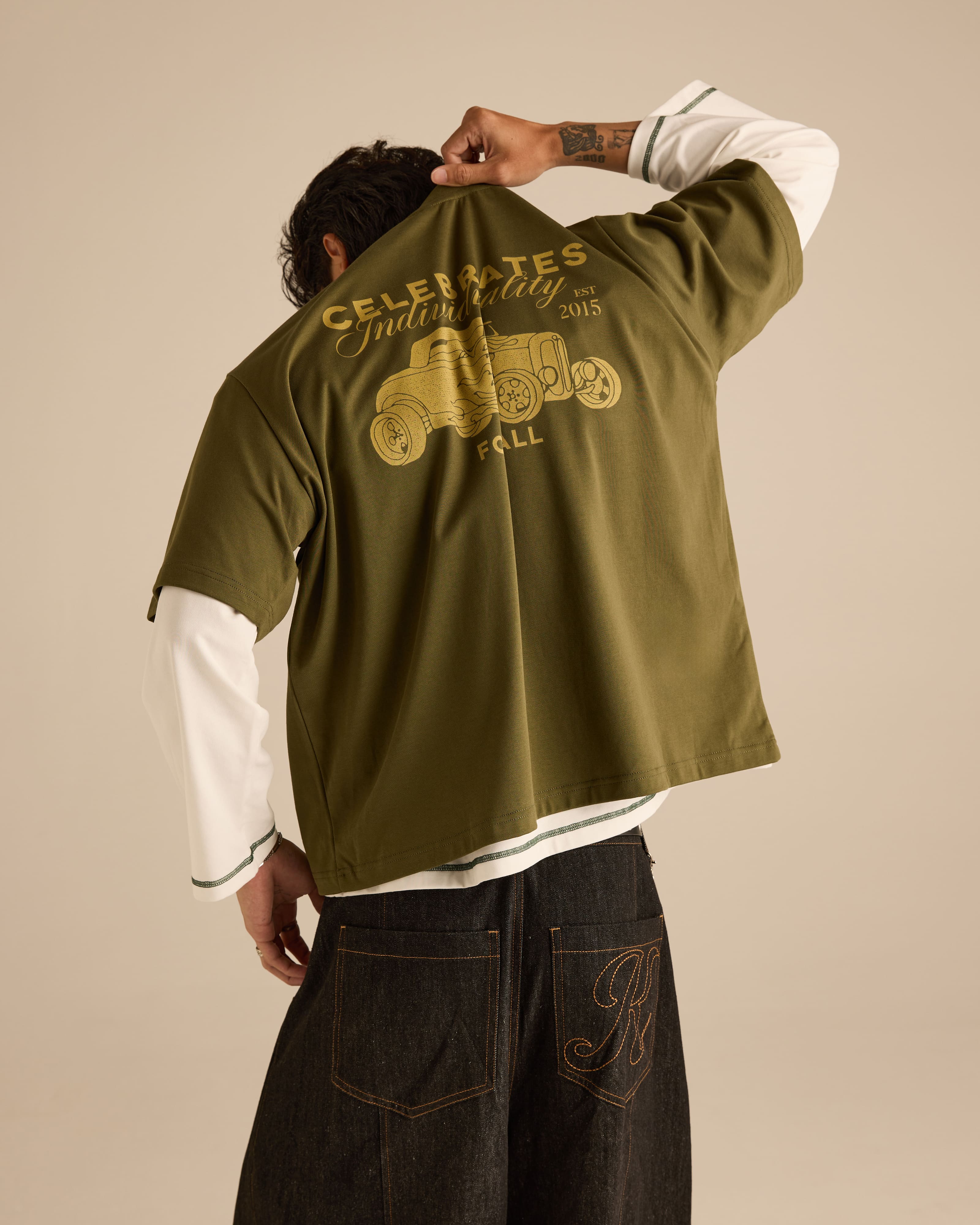Roadster Olive Graphic Short Sleeve T-Shirt