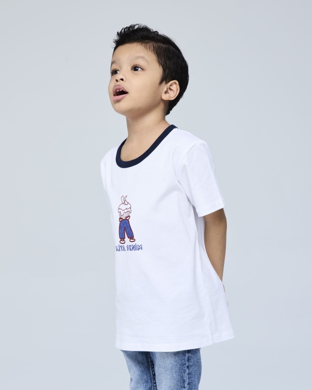 White Kita Denim Mini Graphic Ringer T-Shirt - Kids