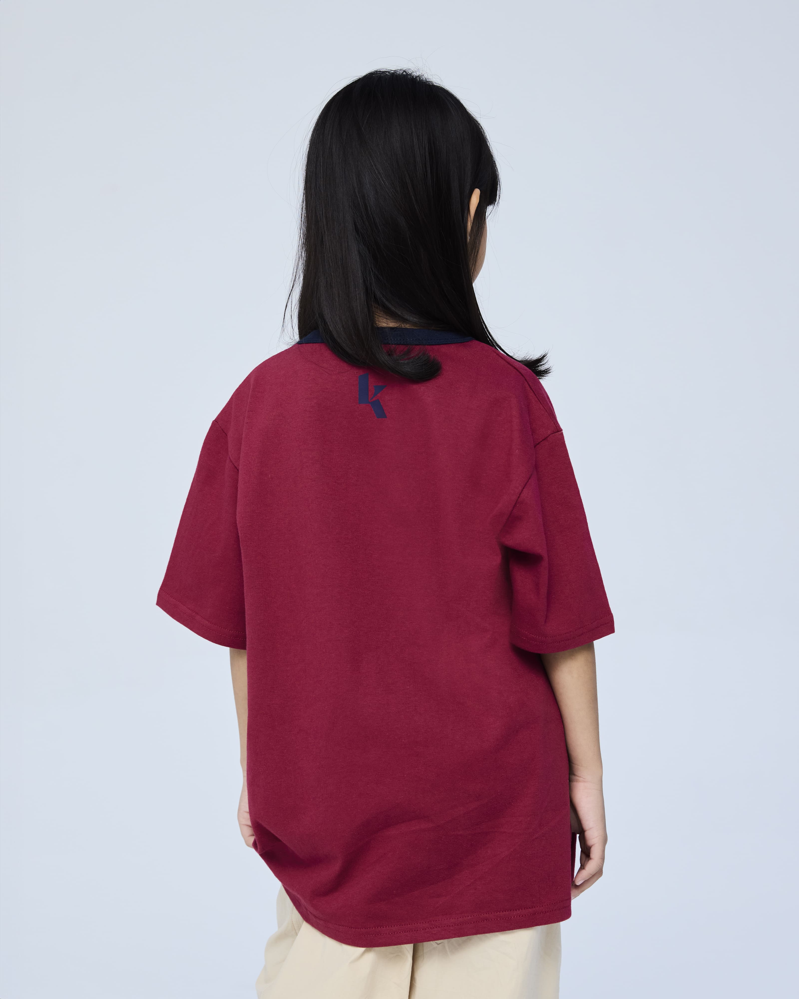 Maroon Kita Denim Mini Graphic Ringer T-Shirt - Kids