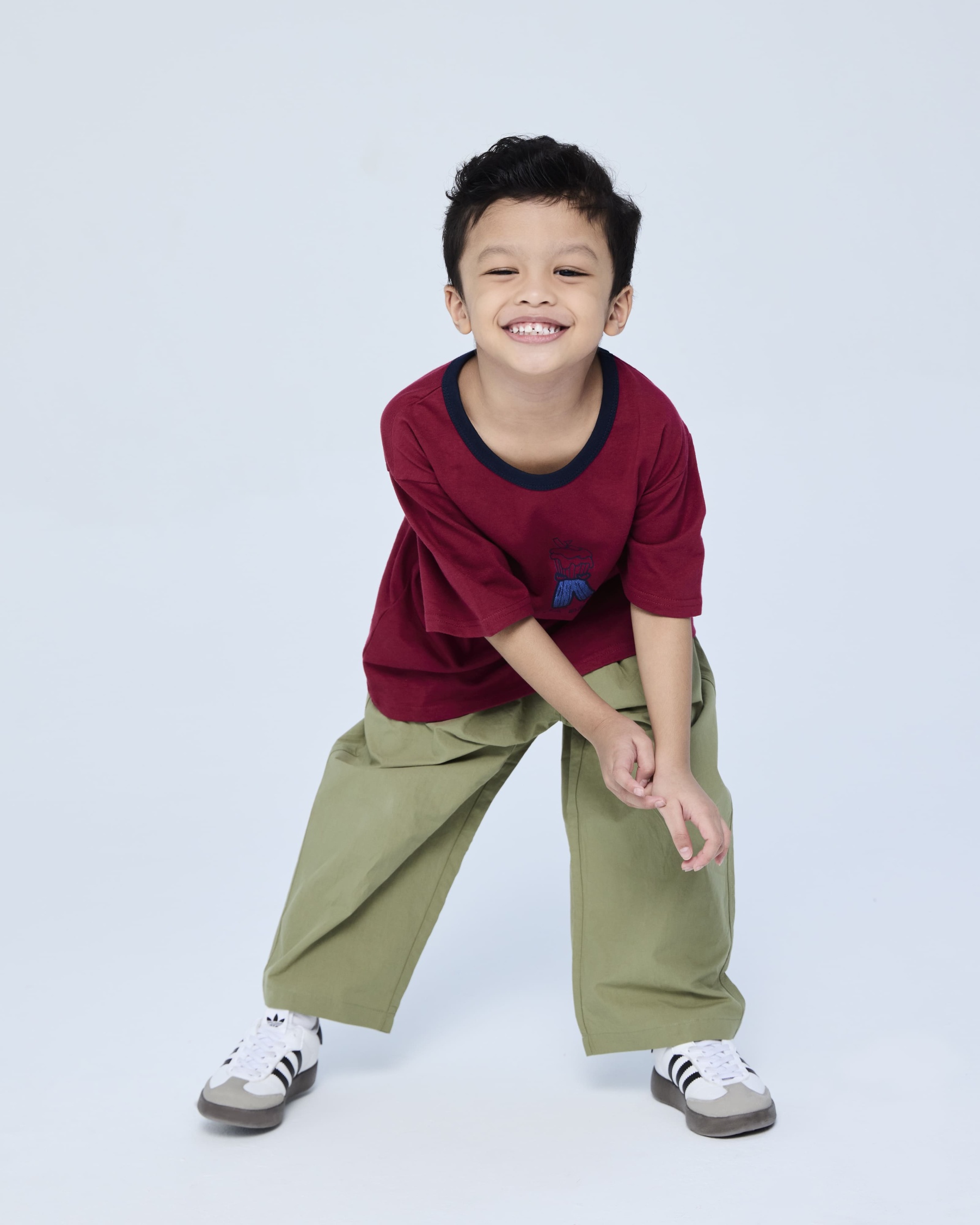 Maroon Kita Denim Mini Graphic Ringer T-Shirt - Kids