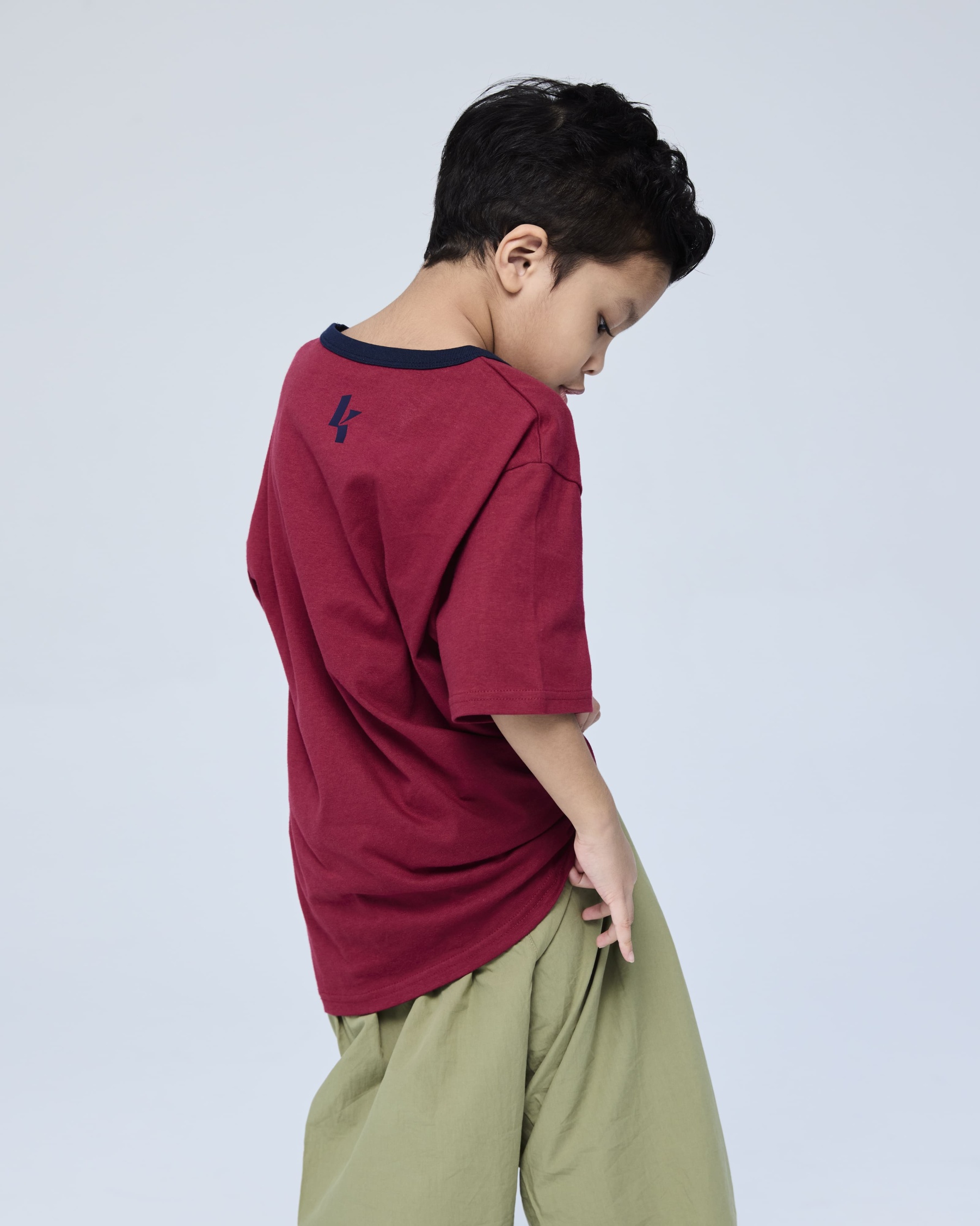 Maroon Kita Denim Mini Graphic Ringer T-Shirt - Kids