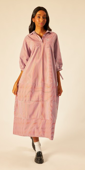 Orange Blue Maxi Striped Dress - Women’s