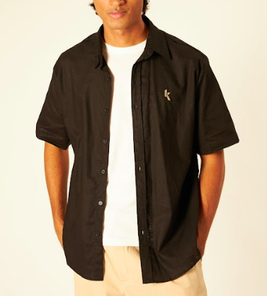 Black Short Sleeve Linen Shirt - Men’s