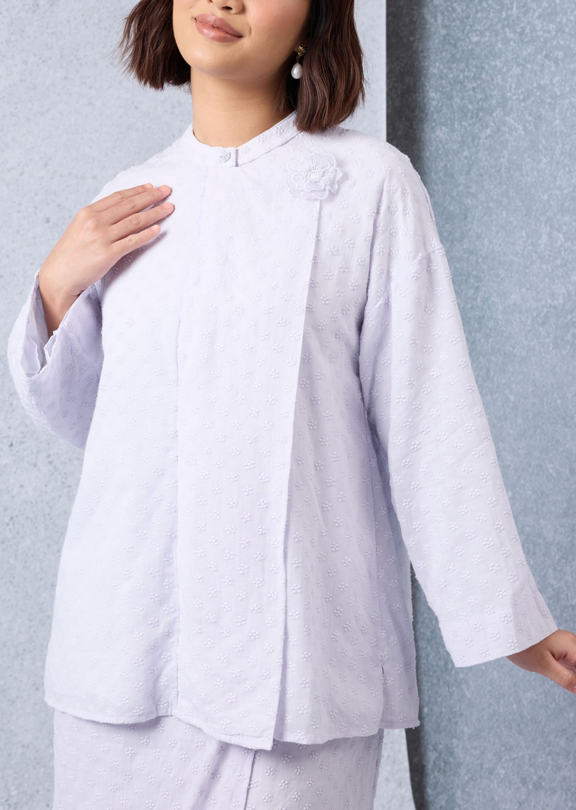 [Top Only] Kita&Co - Murni Lilac Textured Floral Kurung