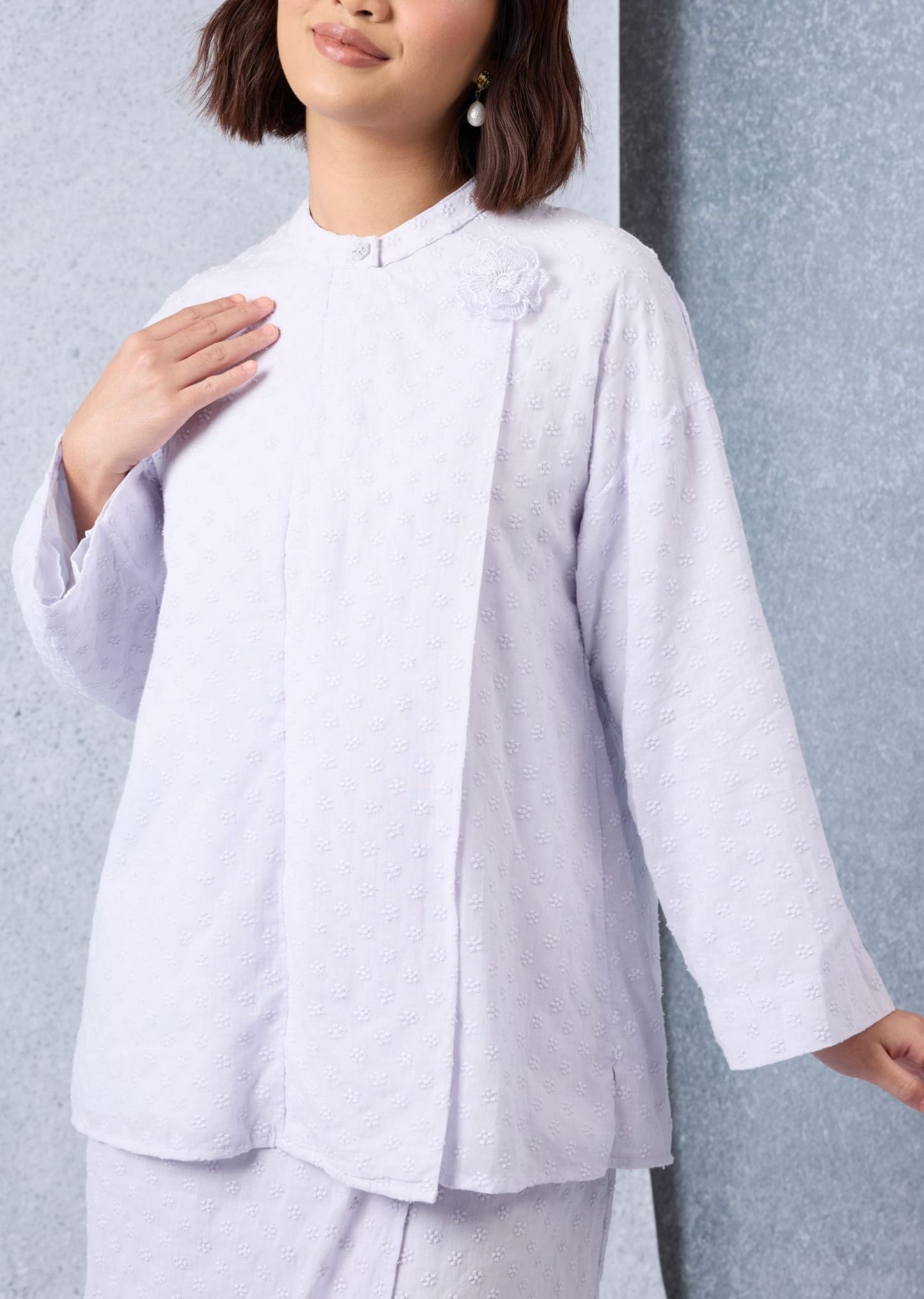 [Top Only] Kita&Co - Murni Lilac Textured Floral Kurung