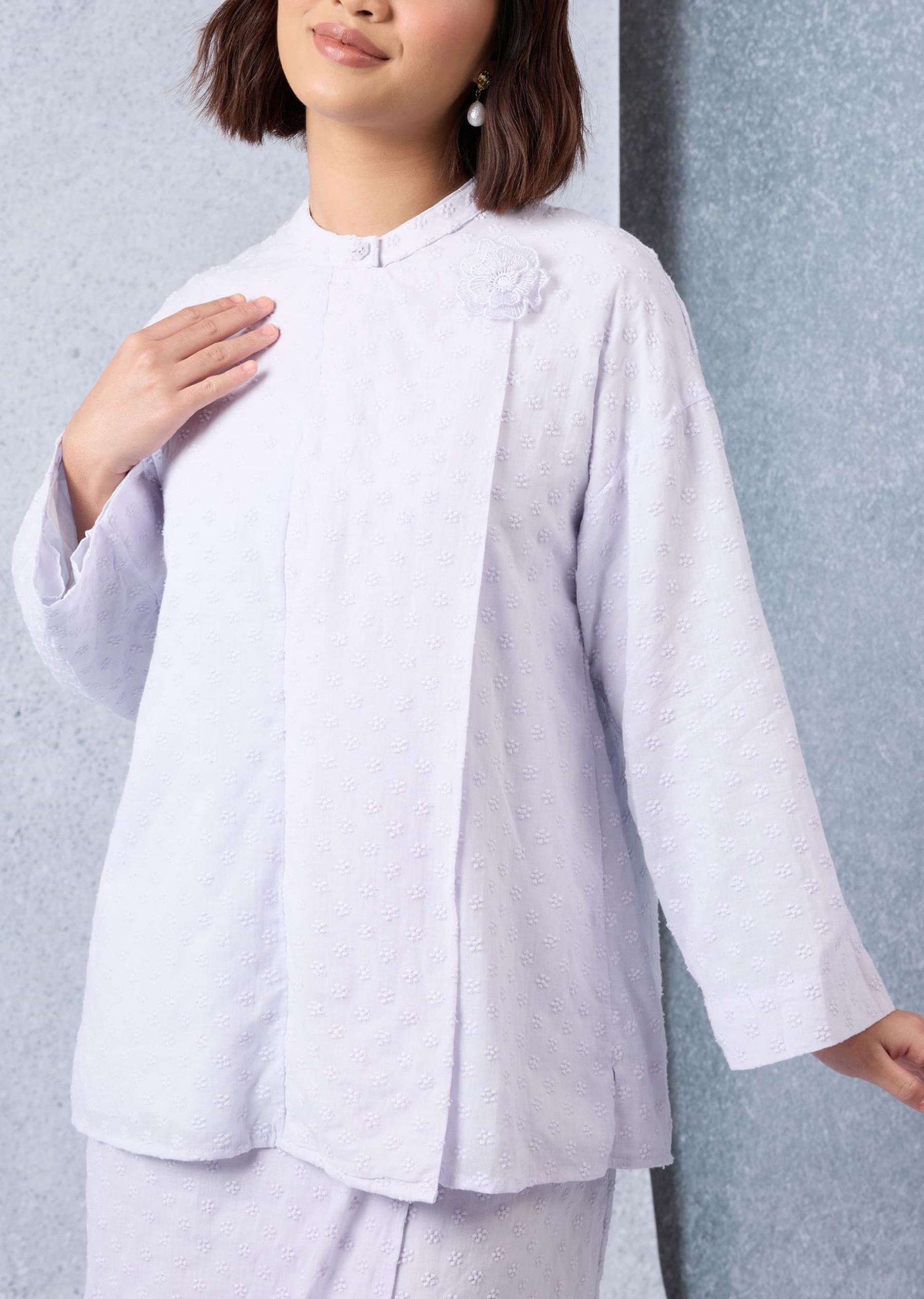 [Top Only] Kita&Co - Murni Lilac Textured Floral Kurung