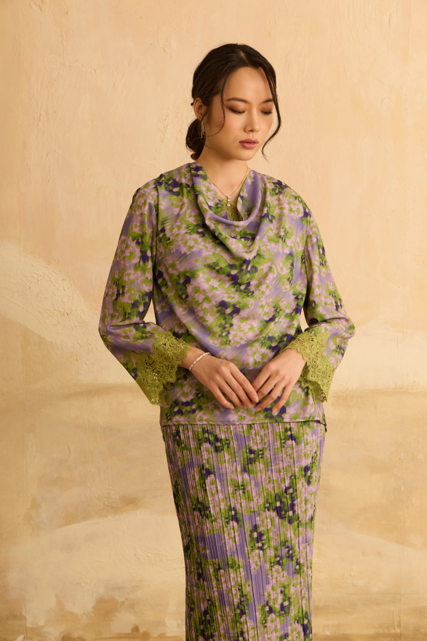Juwita Purple Draped Pleated Kurung