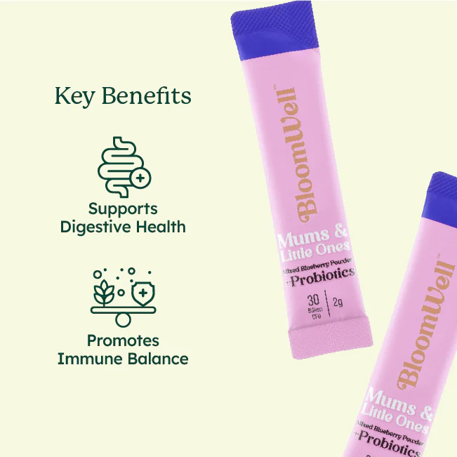 Bloom Well Mums & Little Ones Mixed Blueberry Powder + Probiotics