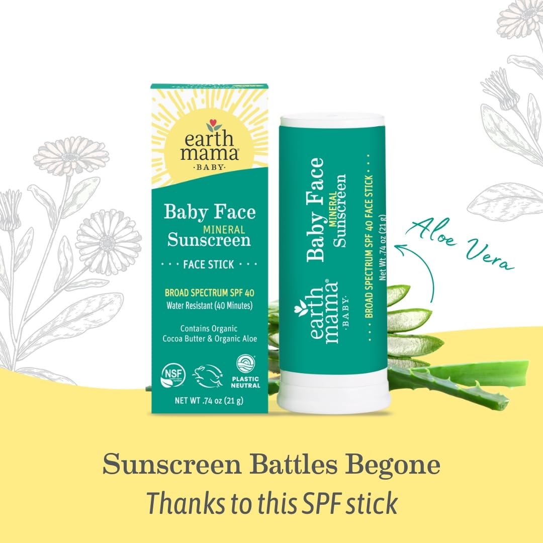 Earth Mama Organic Baby Face Mineral Sunscreen Face Stick SPF 40 (21g)