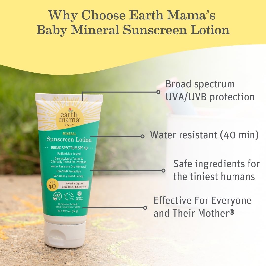 Earth Mama Organic Mineral Sunscreen Lotion SPF 40 (84g)