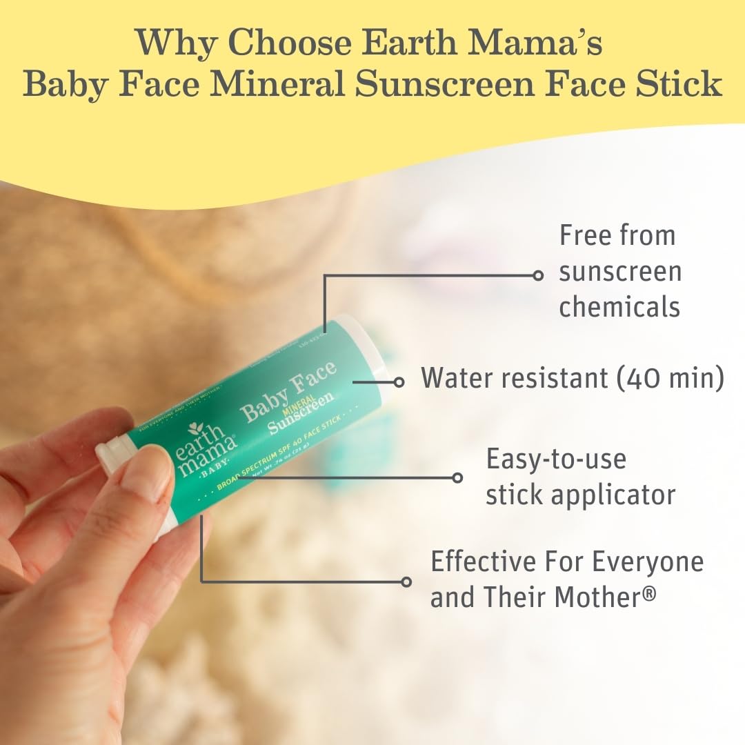 Earth Mama Organic Baby Face Mineral Sunscreen Face Stick SPF 40 (21g)