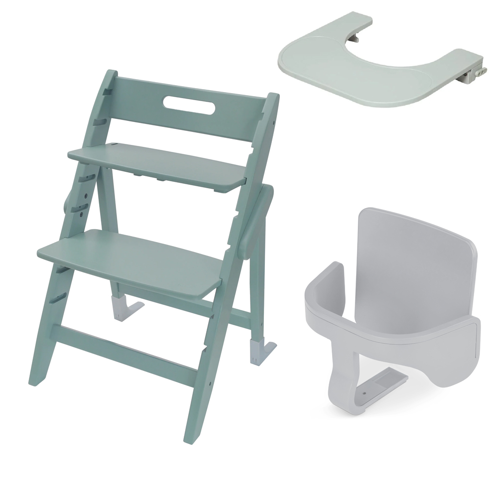 Moji Yippy Foldable Wooden High Chair + Starter Set + Food Tray (upto 90kg)