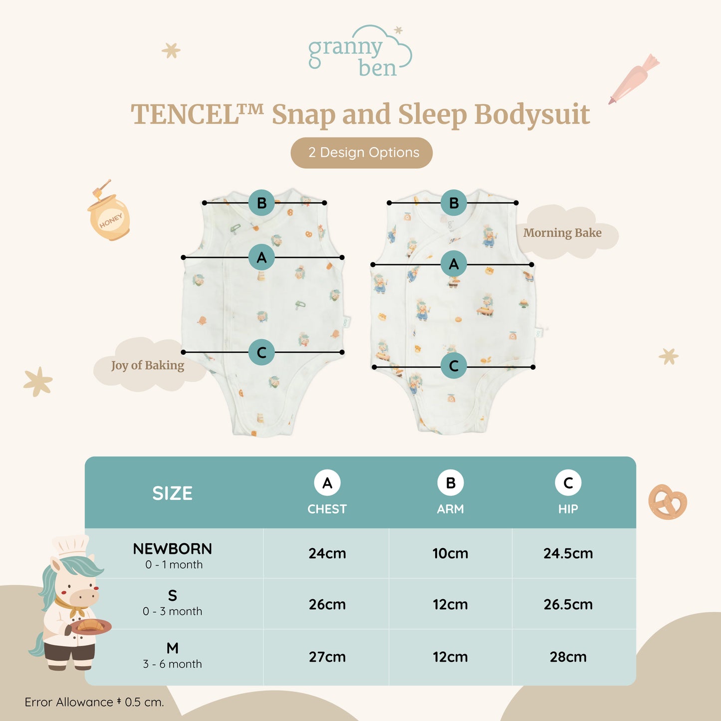 Granny Ben TENCEL Snap and Sleep Bodysuit 
