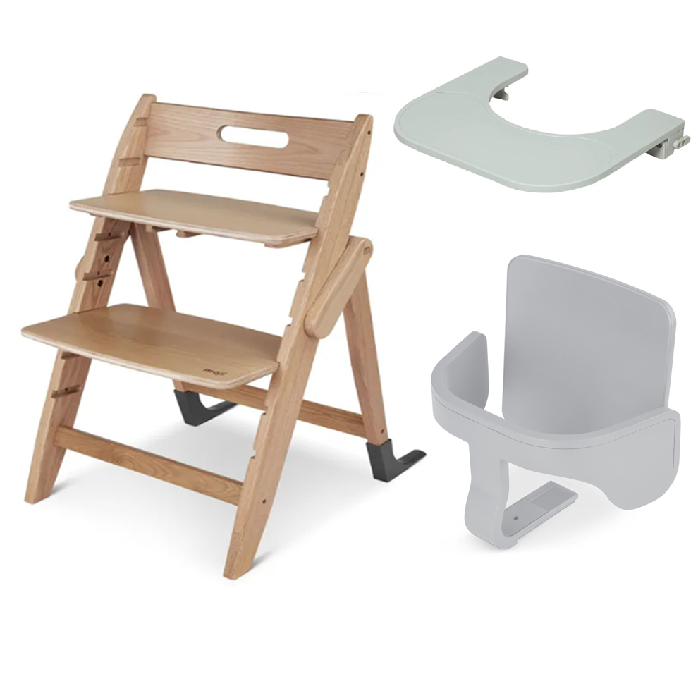 Moji Yippy Foldable Wooden High Chair + Starter Set + Food Tray (upto 90kg)