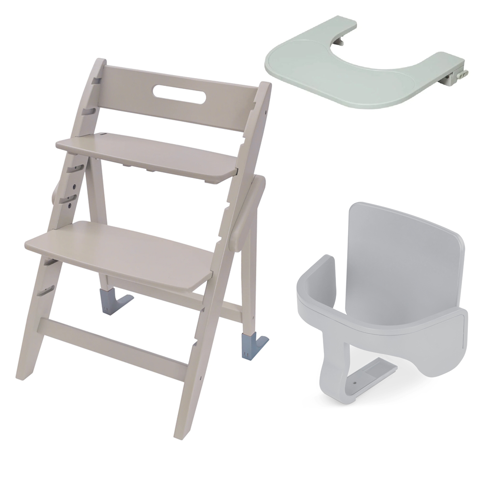 Moji Yippy Foldable Wooden High Chair + Starter Set + Food Tray (upto 90kg)
