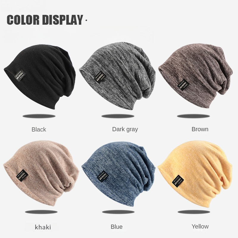 New Autumn and Winter Warm Knitted Hat Pure Color All-Matching Woolen Cap Men and Women Same Style