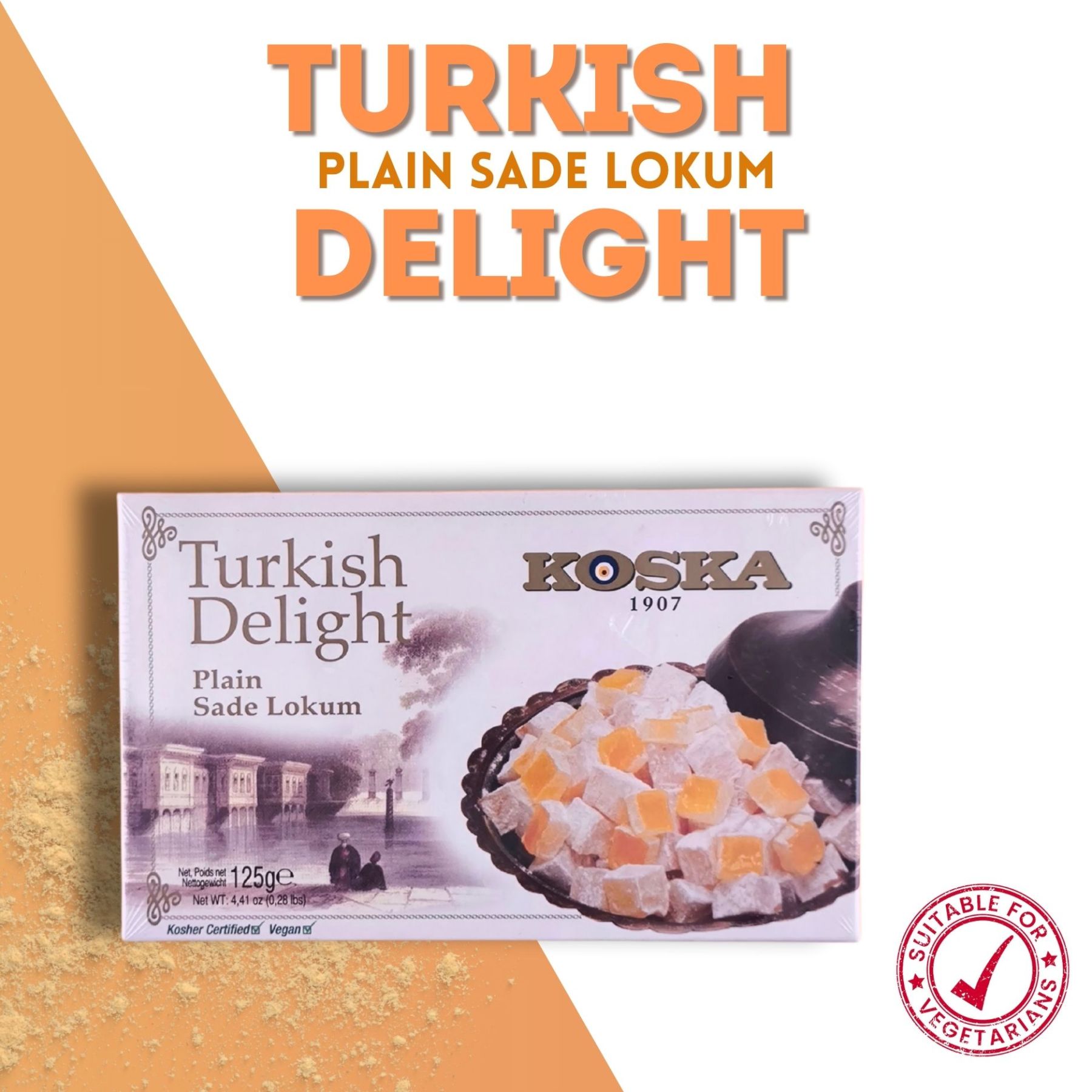 KOSKA TURKISH DELIGHT ( Lokum ) PLAIN [ 125g x 24 ] | Giftable Snacks - Imported From Turkey