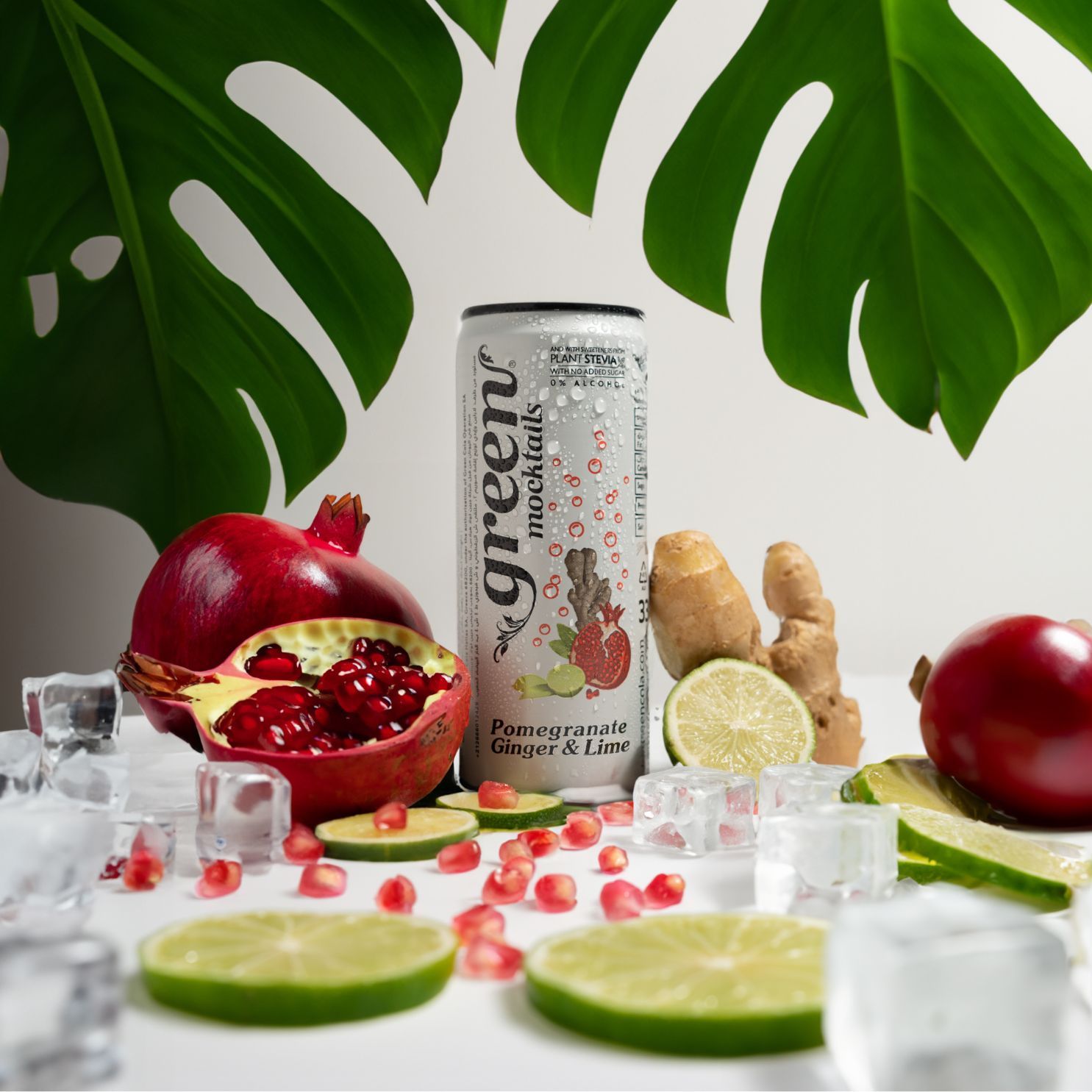 Green PomegranateGinger Lime 330ml – Naturally Sweetened Soft Drink - No Sugar Added