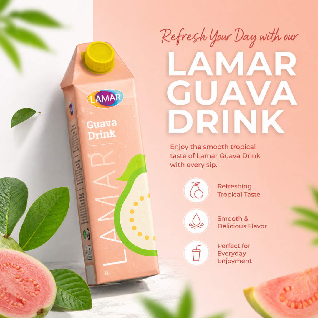 LAMAR [GUAVA DRINK 1L] IMPORTED FROM EGYPT - LESS SUGAR, NO PRESERVATIVES