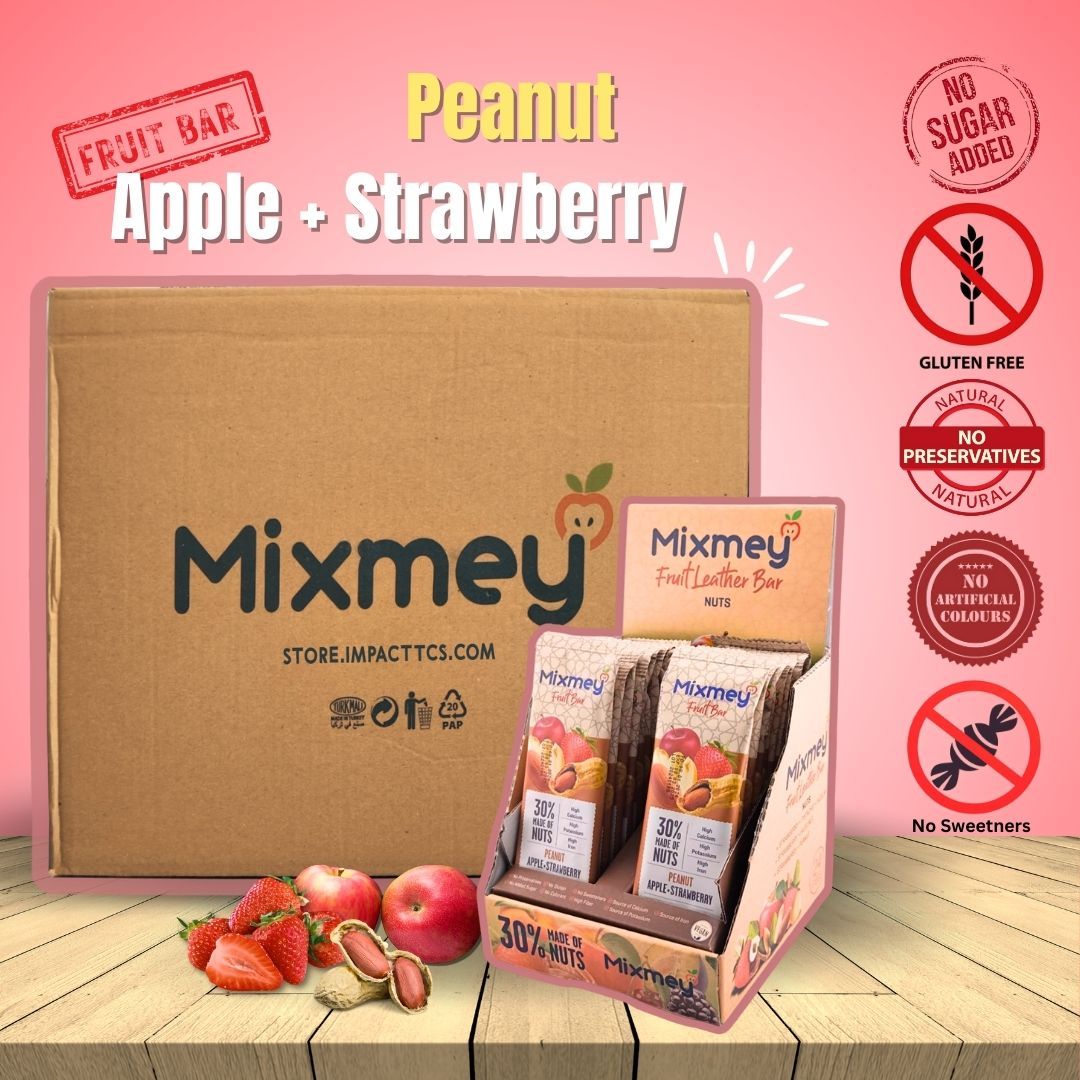 MIXMEY Peanut + Apple + Strawberry Fruit Bar 25 g x 24 x 12