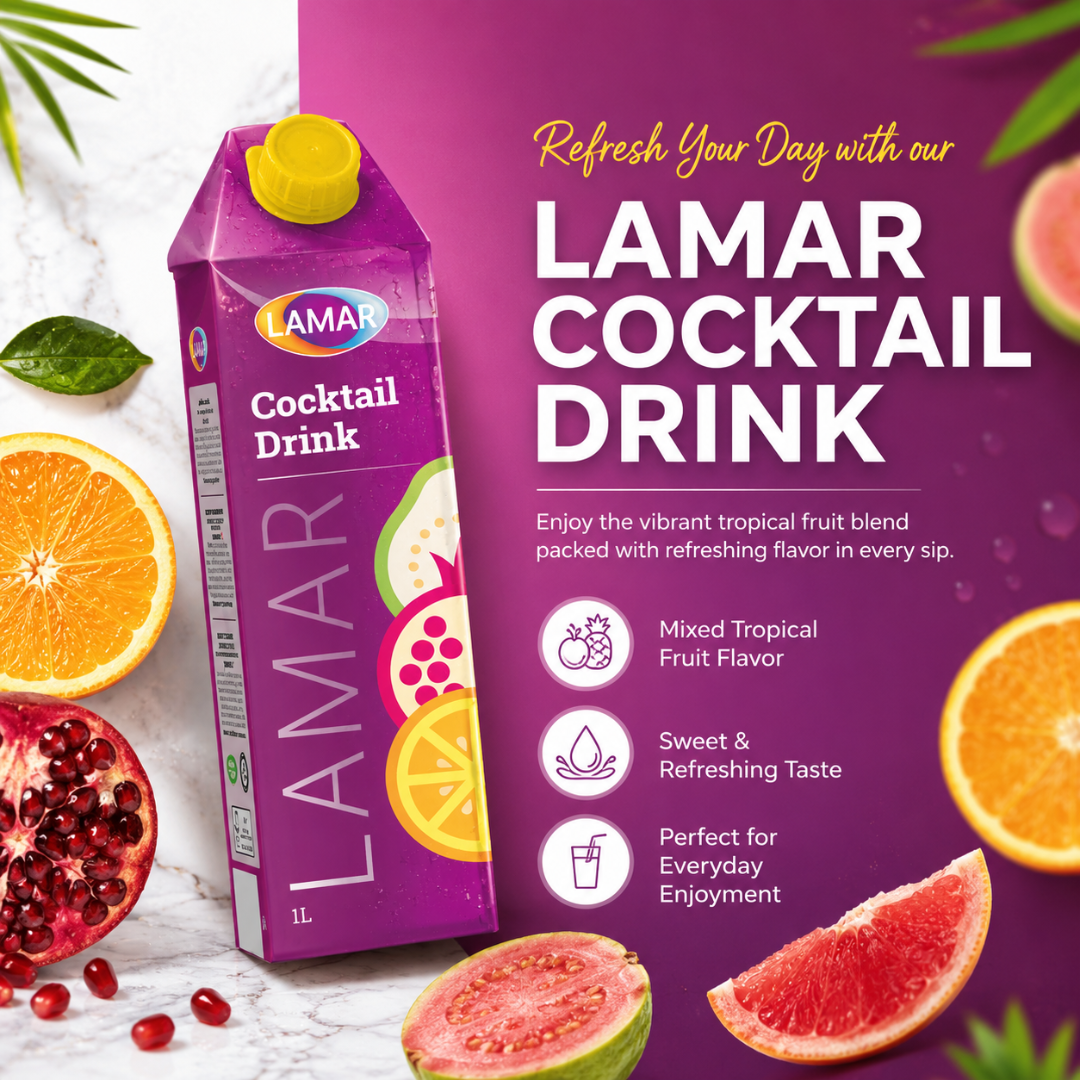LAMAR [COCKTAIL DRINK 1L] IMPORTED FROM EGYPT - LESS SUGAR, NO PRESERVATIVES